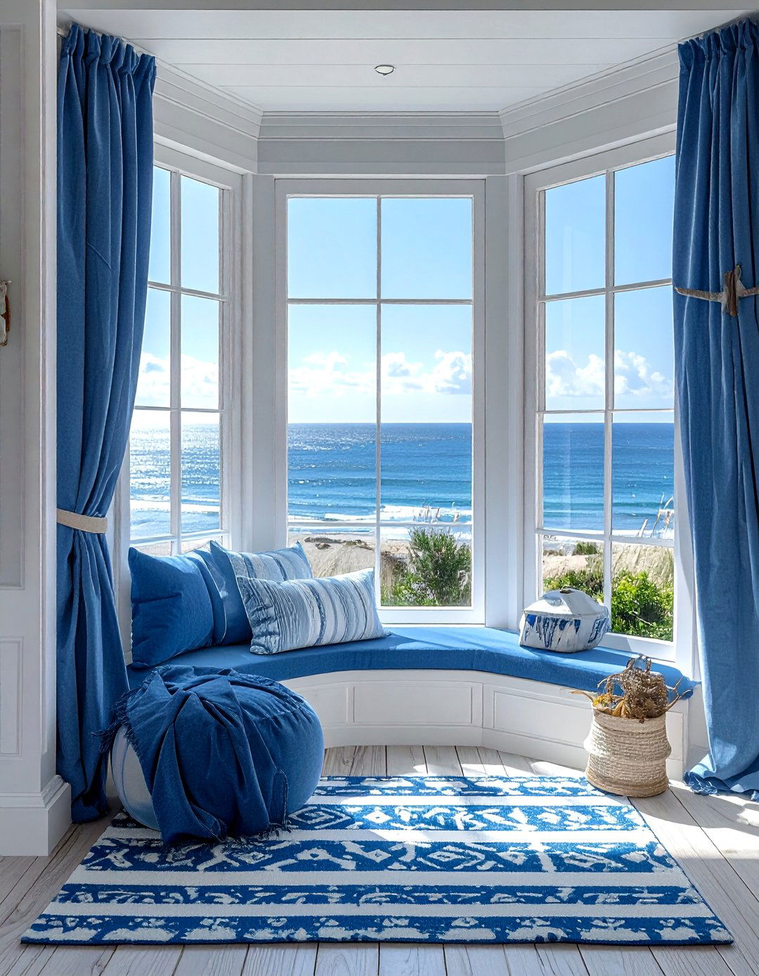 Coastal Theme Bay Window Retreat - 40 Bay Window Ideas to Brighten Your Home