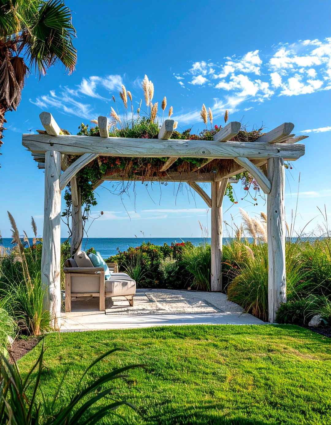 Coastal Weathered Driftwood Style - 40 Garden Arbor Ideas for a Charming Outdoor Retreat
