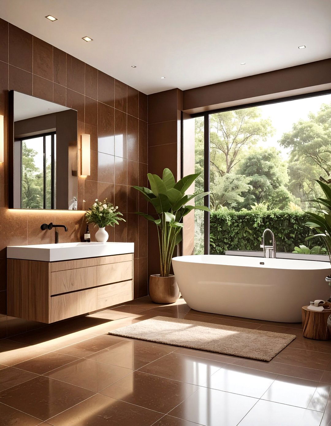 Coffee Brown Tile Design - 25 Brown Bathroom Ideas for a Relaxing and Elegant Space