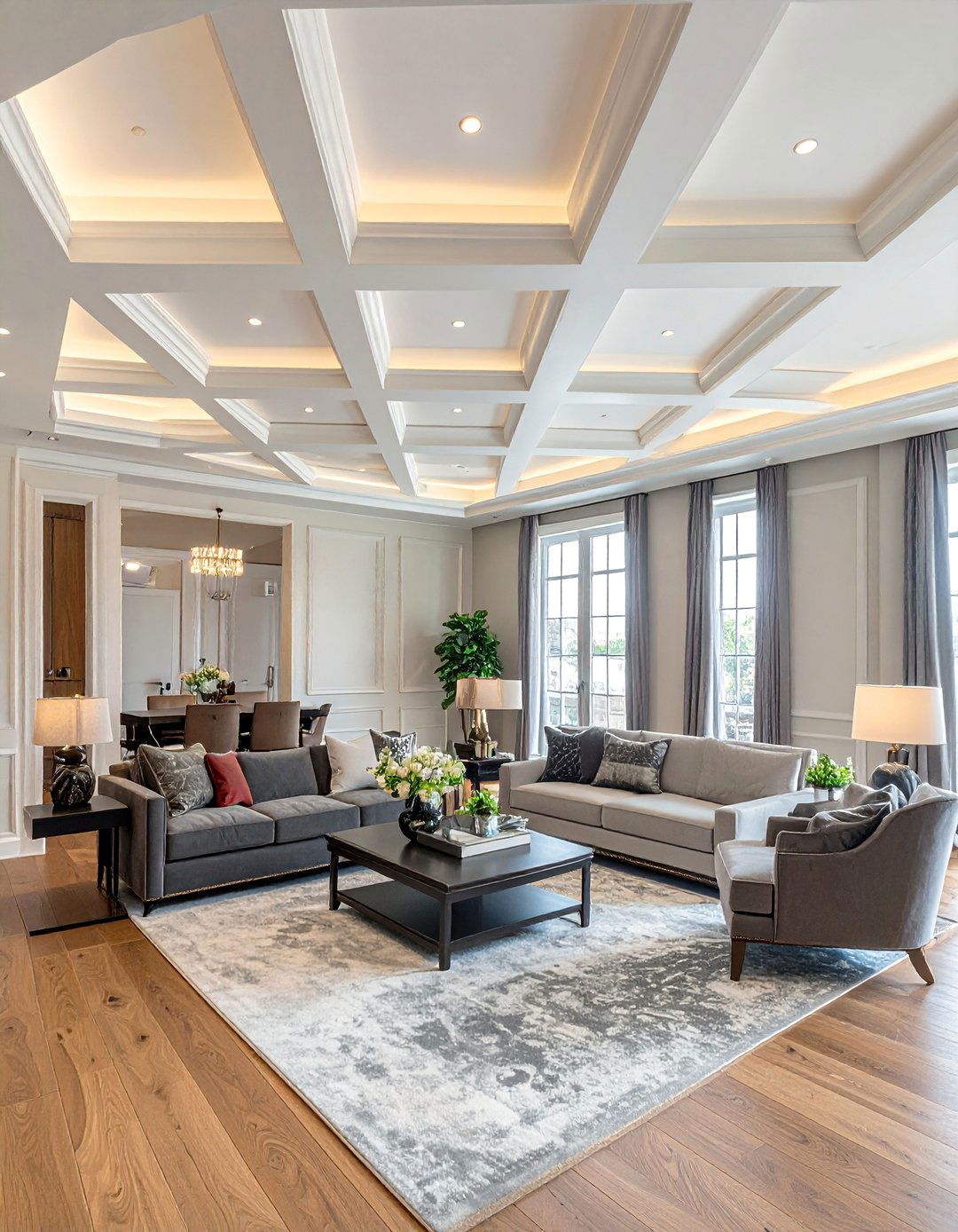 Coffered False Ceiling with Traditional Elegance - 20 Living Room False Ceiling Design Ideas for Elegance