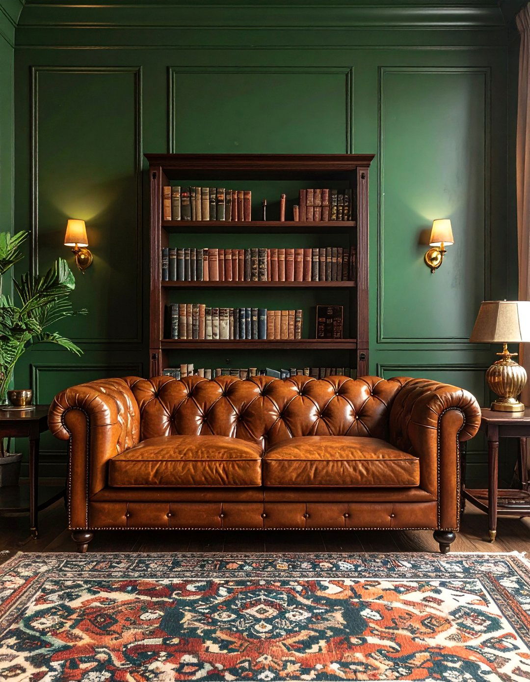 Cognac Leather and Hunter Green Palette - 40 Warm Color Palettes for Every Room in the House