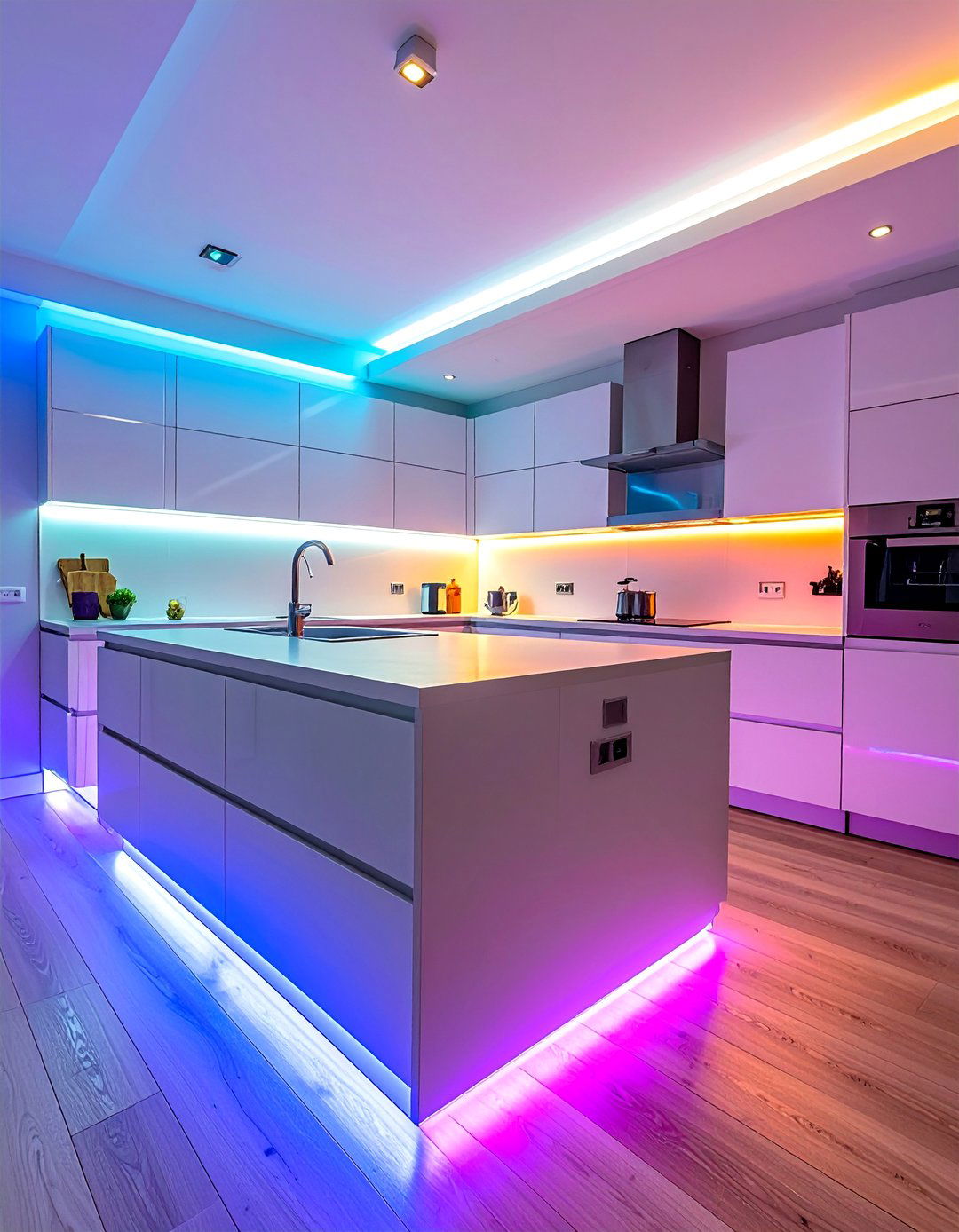 Color Changing LED Systems - 40 Modern Kitchen Ideas for a Sleek and Functional Space