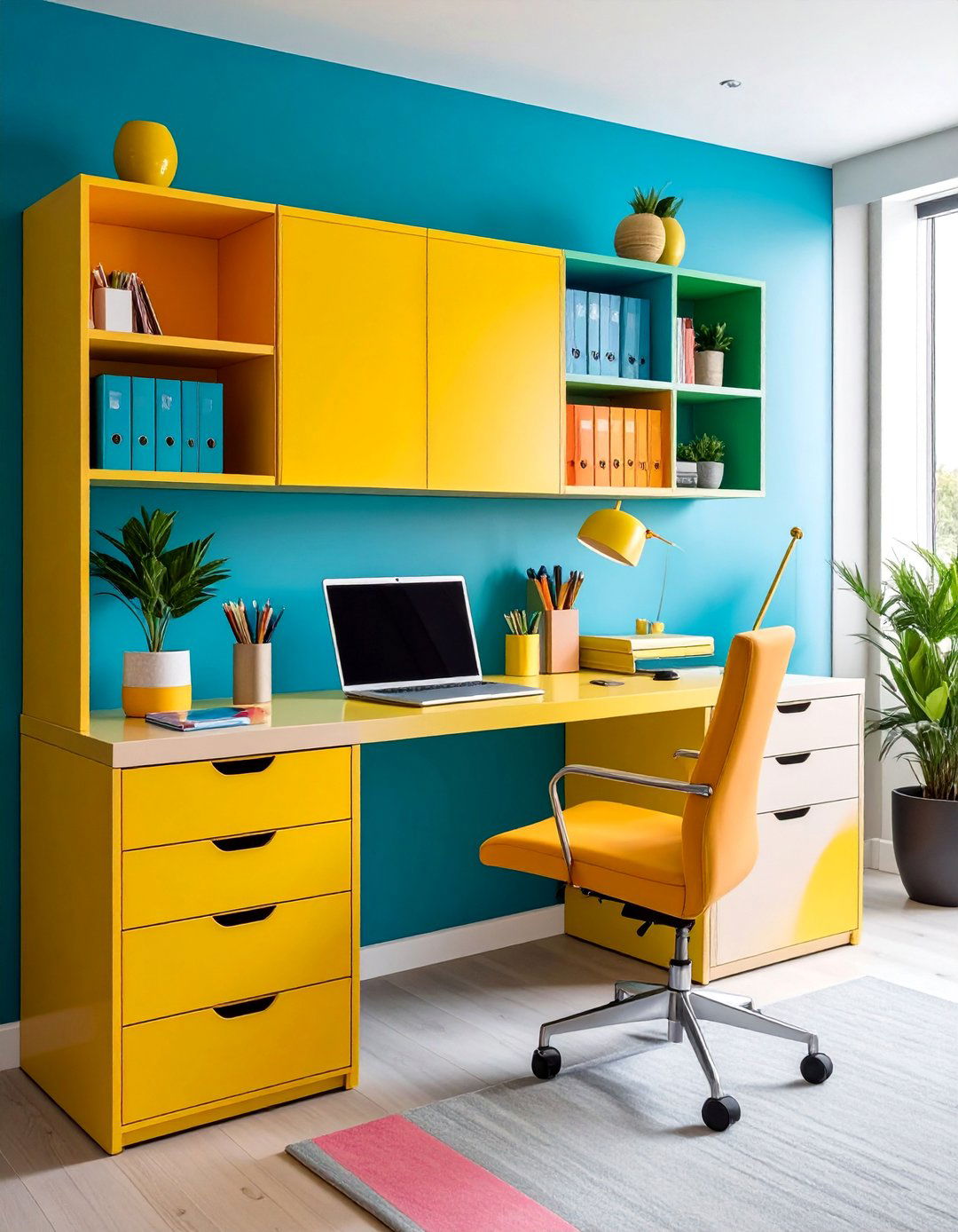 Color Coded Home Office Organization - 40 Modern Home Office Ideas for a Productive Workspace