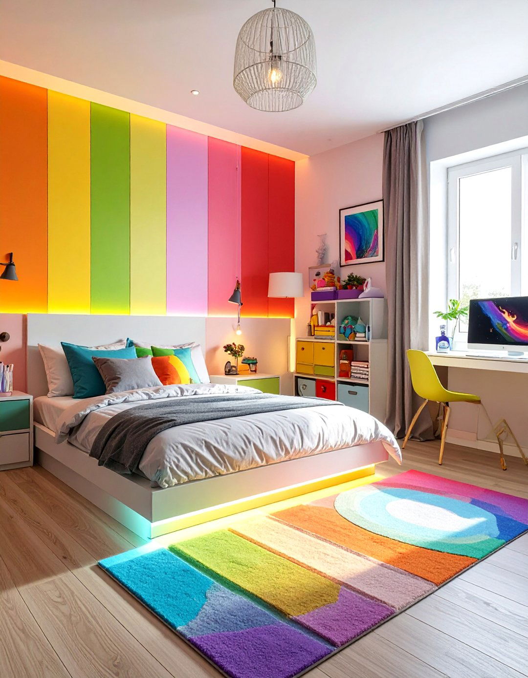 Color Therapy Rainbow Room - 40 Teen Room Ideas for a Fun and Functional Space