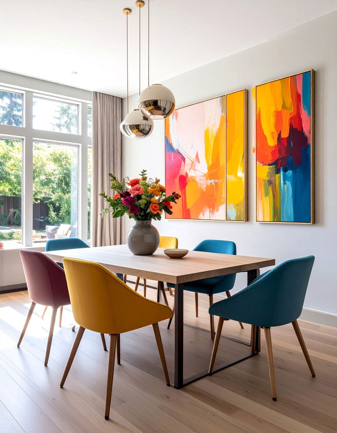 Colorful Abstract Art Grouping - 40 Wall Decor Ideas to Transform Any Room