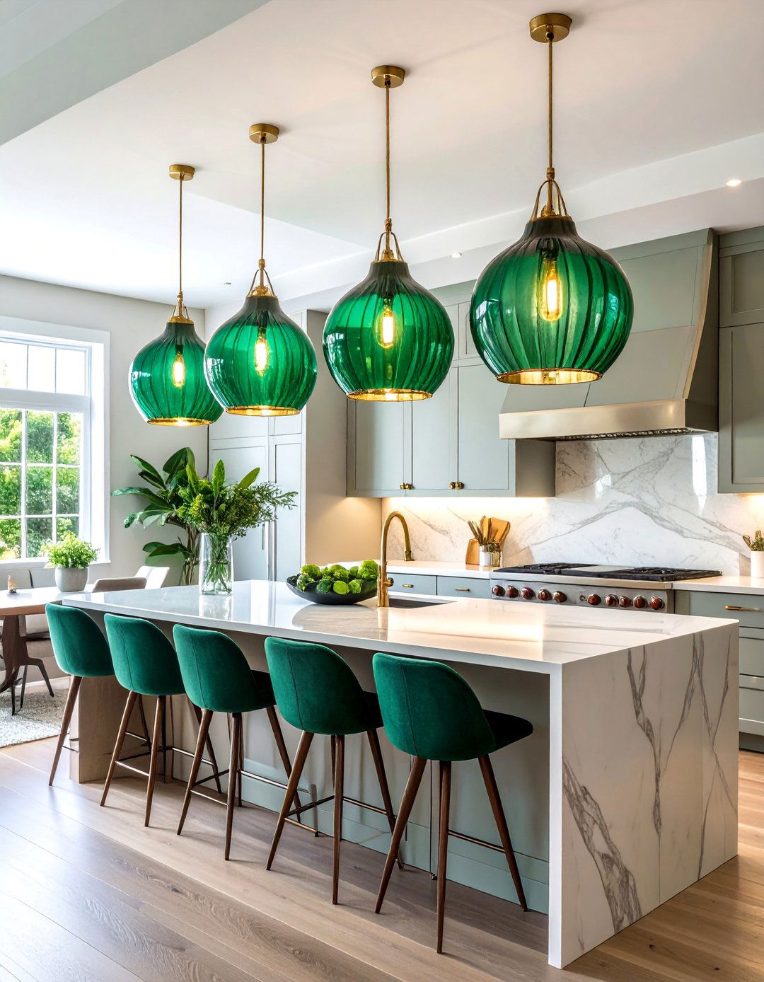 Colorful Statement Pendant Lighting - 20 Kitchen Island Lighting Ideas to Brighten Your Space