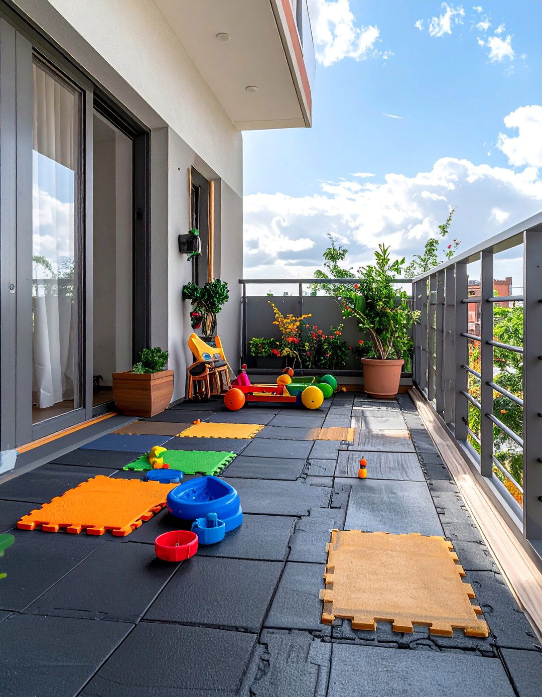 Comfortable Rubber Balcony Flooring Tiles - 25 Balcony Flooring Ideas to Enhance Your Outdoor Space