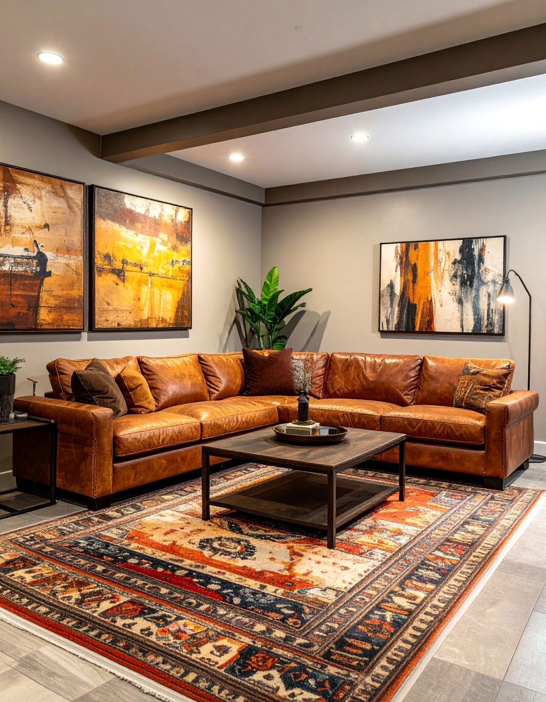 Comfortable Sectional Arrangements - 25 Rustic Basement Ideas for a Cozy and Inviting Space