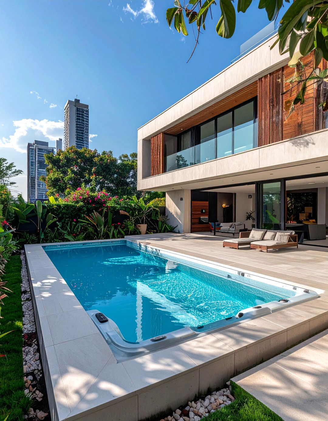 Compact Urban Design - 20 Rectangle Pool With Hot Tub Designs for Backyards