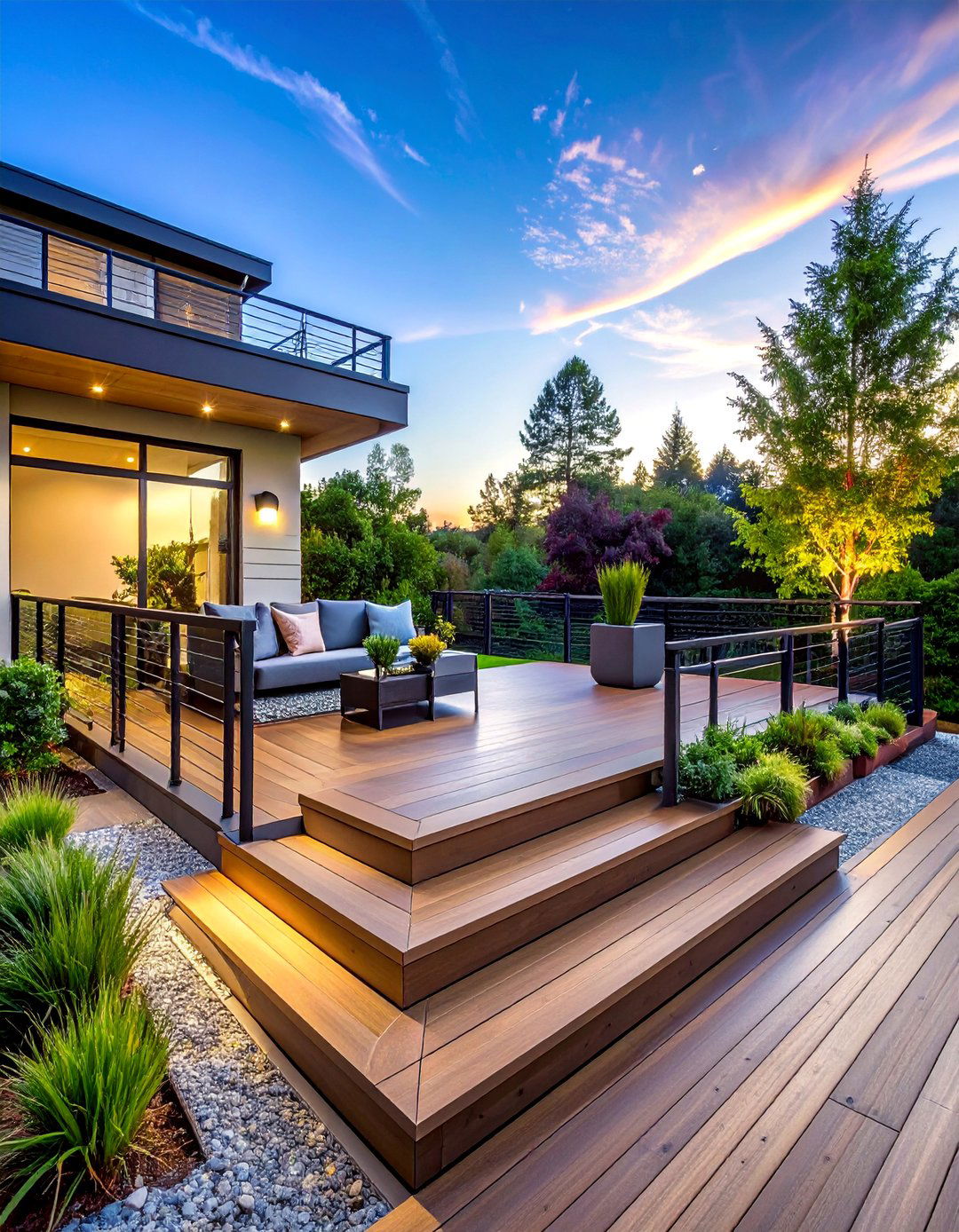 Composite Deck with Metal Accents - 30 Patio Deck Ideas to Elevate Your Outdoor Living