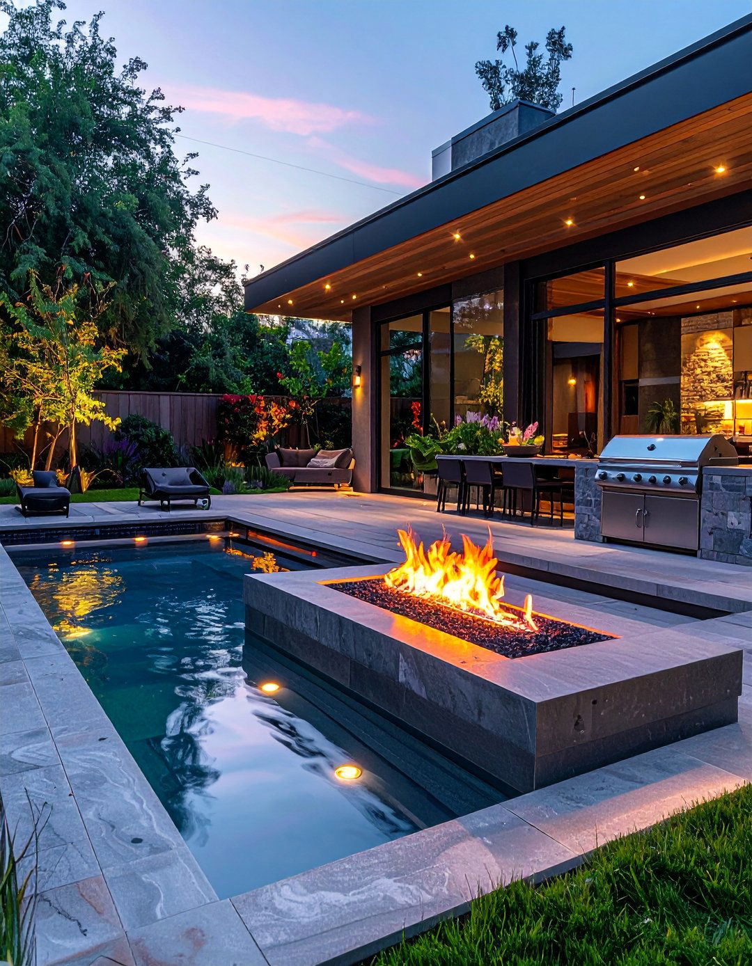 Contemporary Fire and Ice Design - 40 Amazing BBQ Area Ideas for Outdoor Living