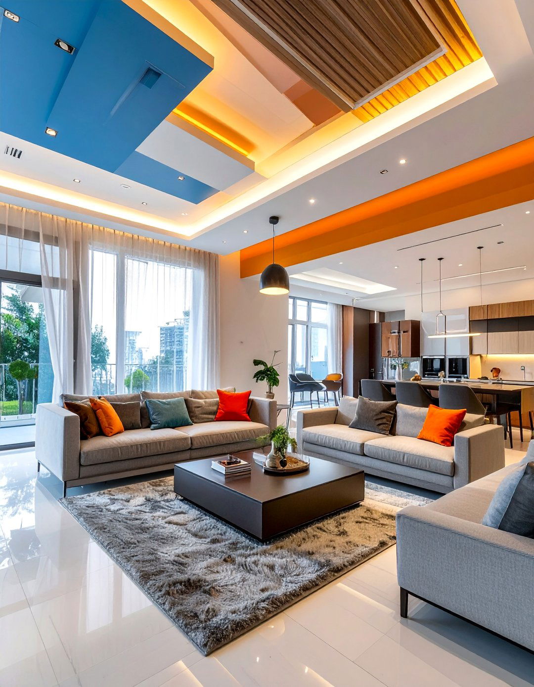 Contemporary Layered Ceiling Design - 20 Living Room False Ceiling Design Ideas for Elegance