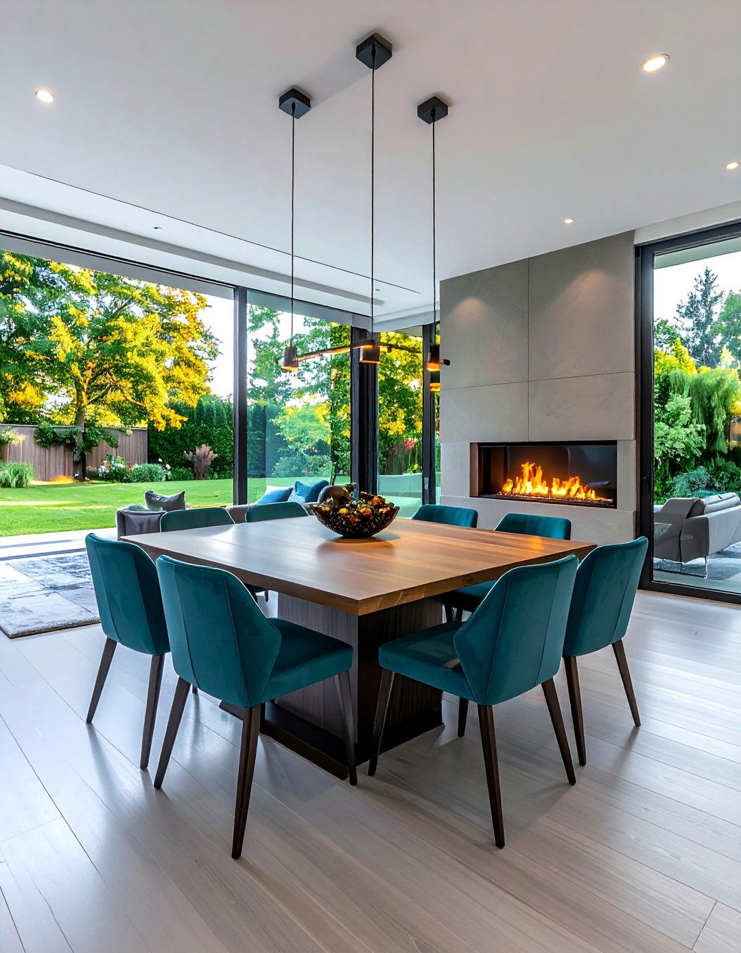 Contemporary Linear Fireplace Dining Rooms - 30 Dining Rooms With Fireplaces for Cozy Meals