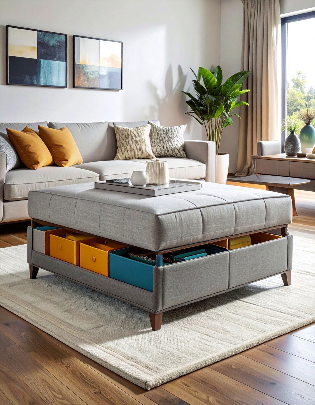 Convertible Storage Ottomans - 30 Living Room Storage Ideas to Maximize Your Space