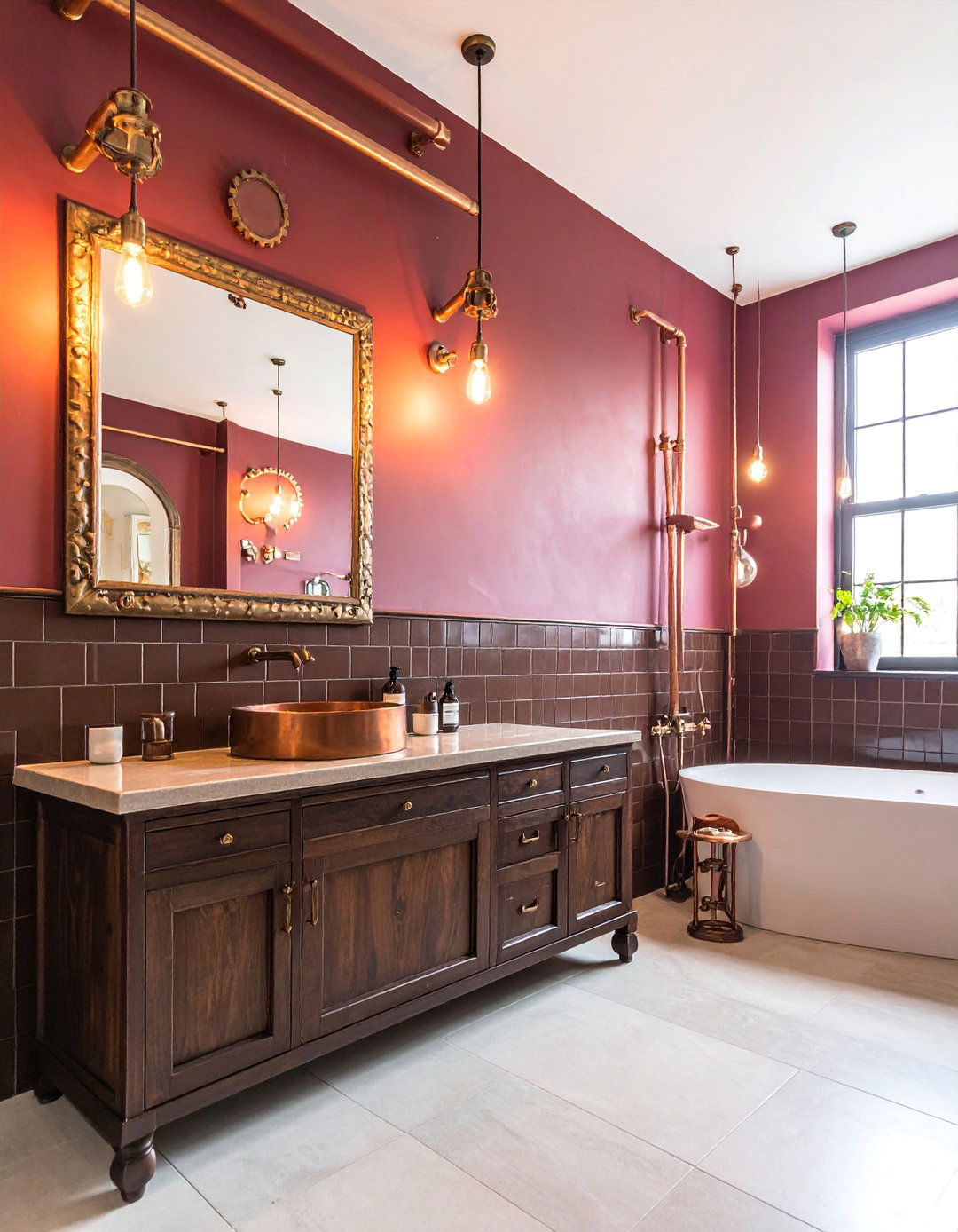 Copper Bathroom Laboratory - 25 Unique Steampunk Interior Design Ideas for Your Home