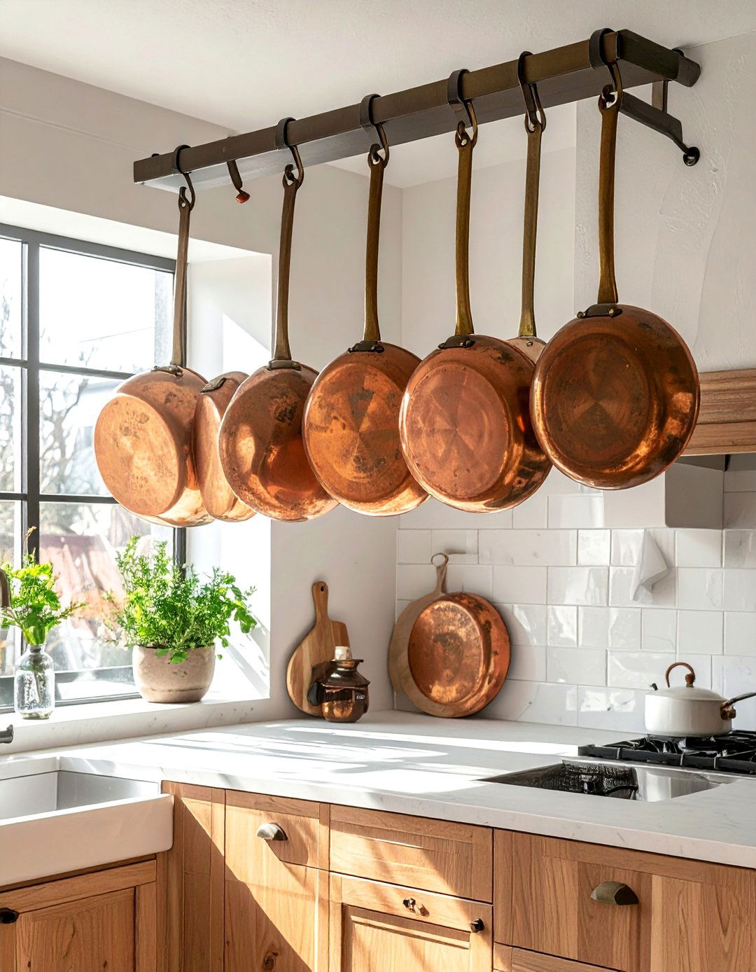 Copper Pot Displays - 20 Primitive Kitchen Ideas for a Rustic and Cozy Feel