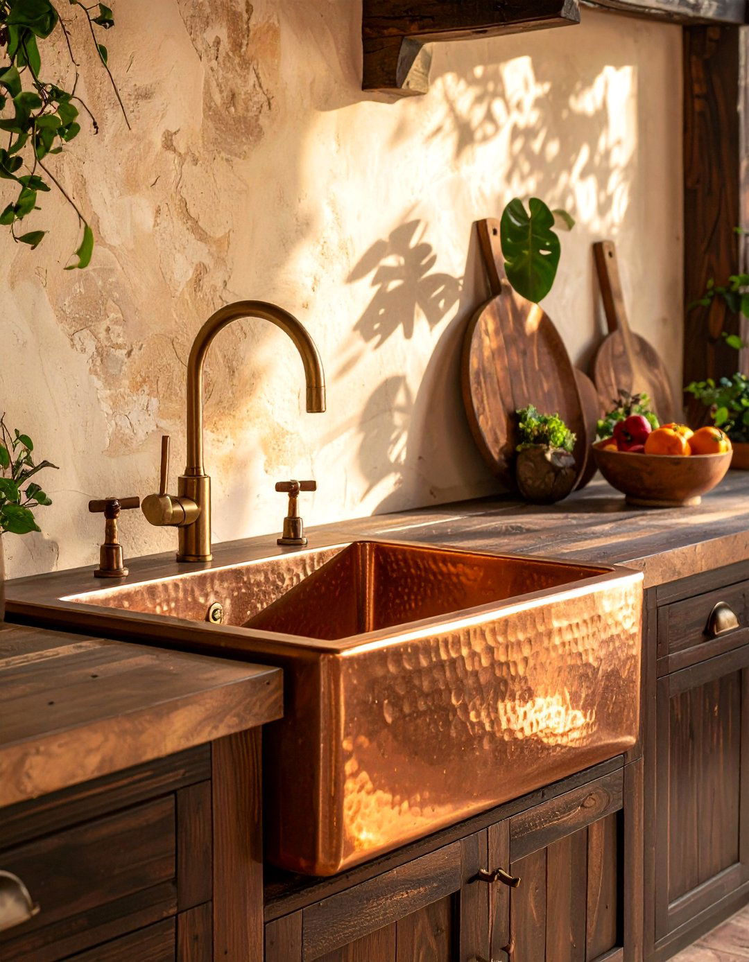 Copper Sink and Fixtures in a Mexican Outdoor Kitchen - 20 Mexican Outdoor Kitchen Ideas for Entertaining