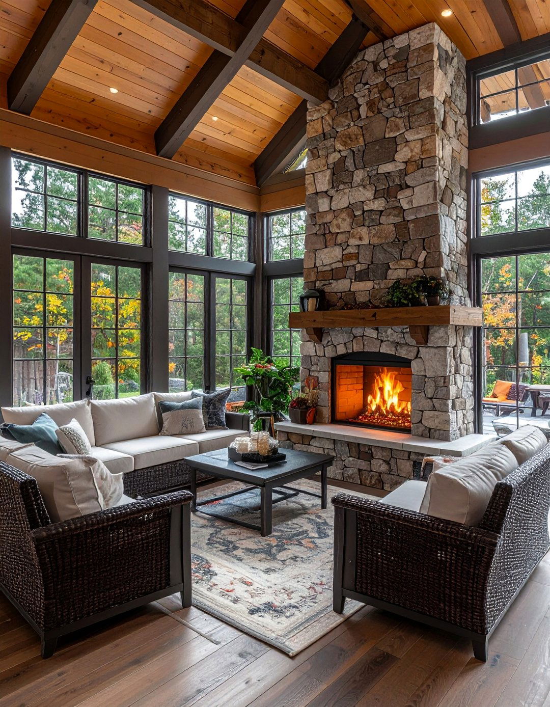 Corner Fireplace Sunrooms - 30 Sunrooms With Fireplaces for Cozy Living