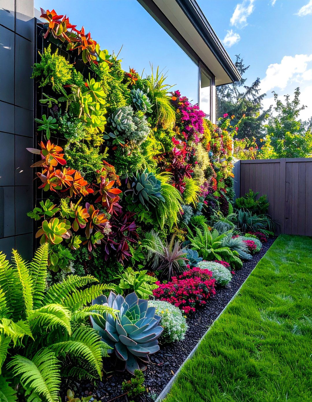 Corner Landscaping with a Vertical Garden Wall - 30 Corner Landscaping Ideas for a Beautiful Yard