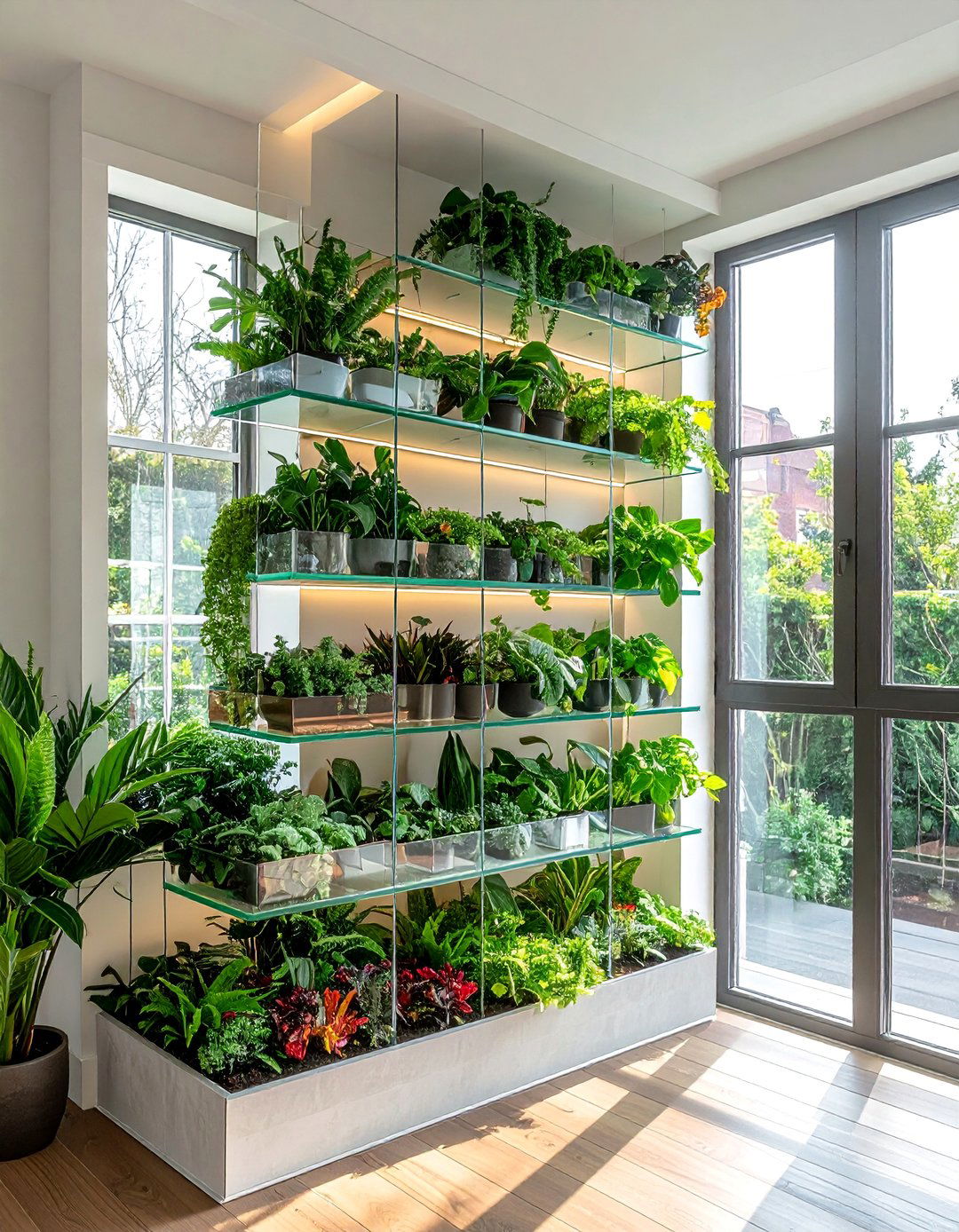 Corner Window Plant Display Shelves - 30 Corner Window Ideas to Maximize Natural Light