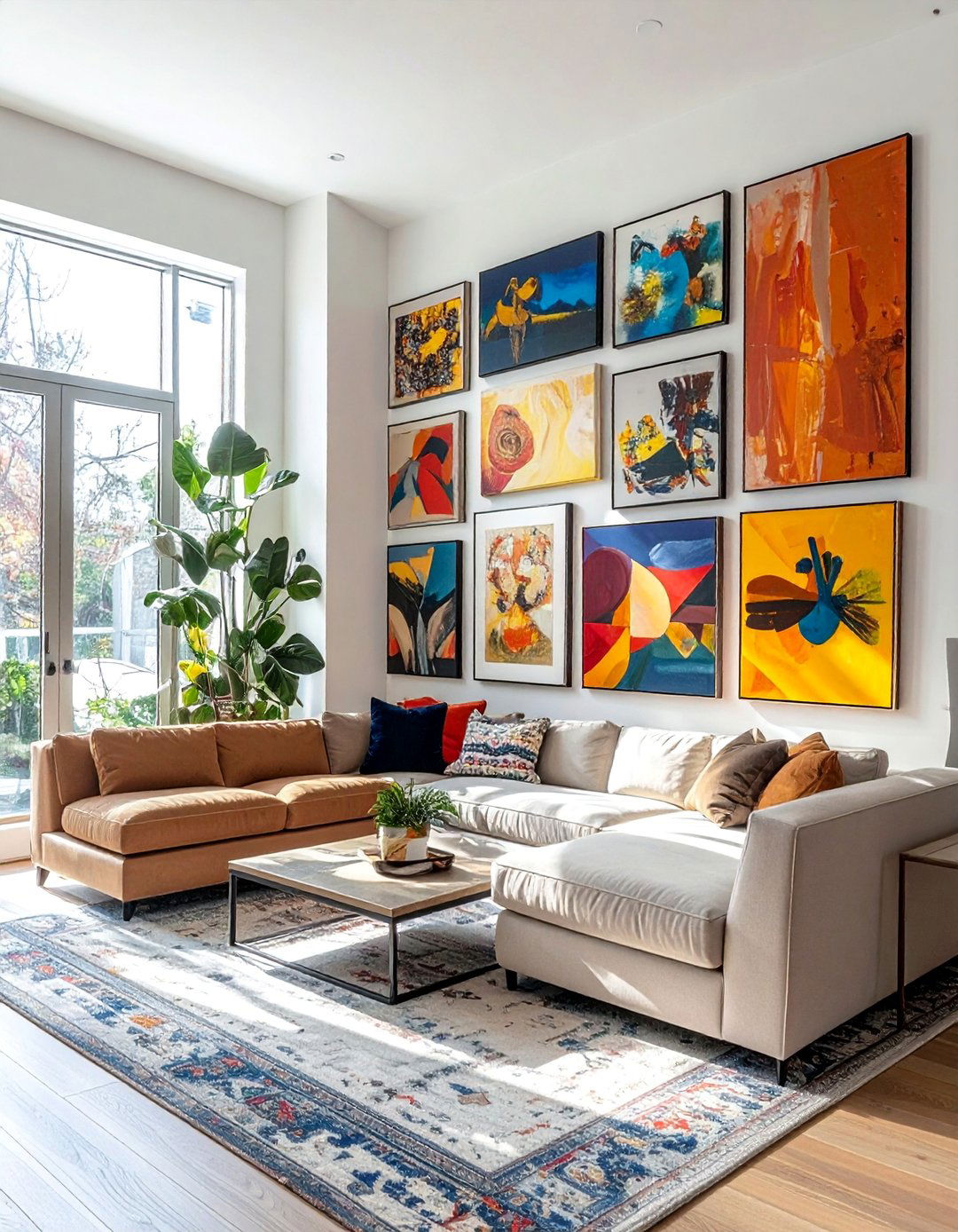 Corner Wrap Around Gallery Wall - 25 Eclectic Gallery Wall Ideas for Artistic Homes