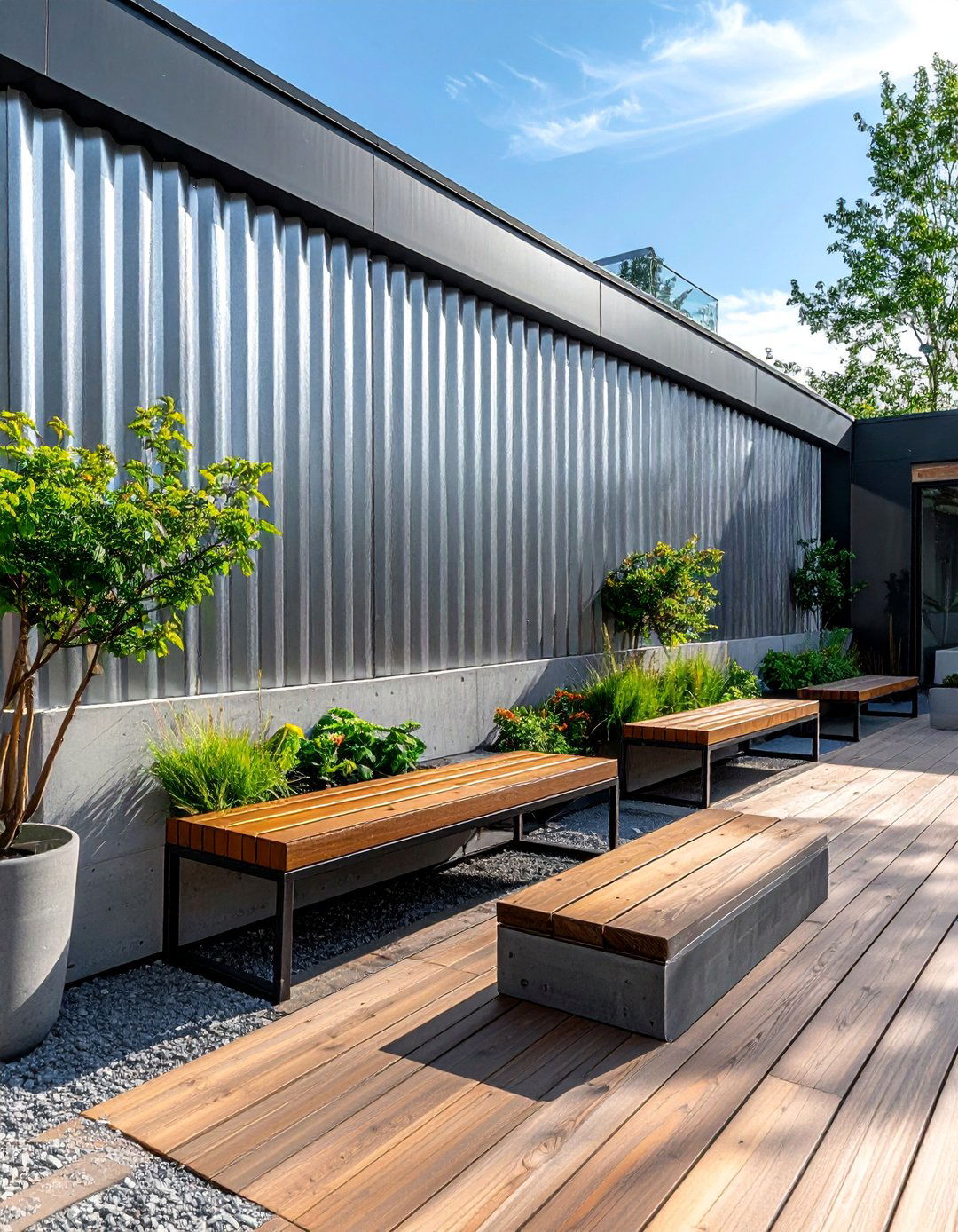Corrugated Metal Deck With Privacy Wall - 20 Deck With Privacy Wall Ideas for Secluded Outdoor Living