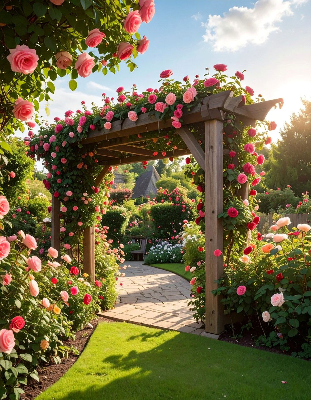 Cottage Garden Rose Arbor - 40 Garden Arbor Ideas for a Charming Outdoor Retreat