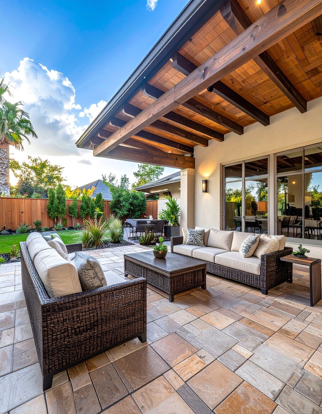 Covered Paver Patio with an Outdoor Roof - 40 Beautiful Paver Patio Ideas for Outdoor Living