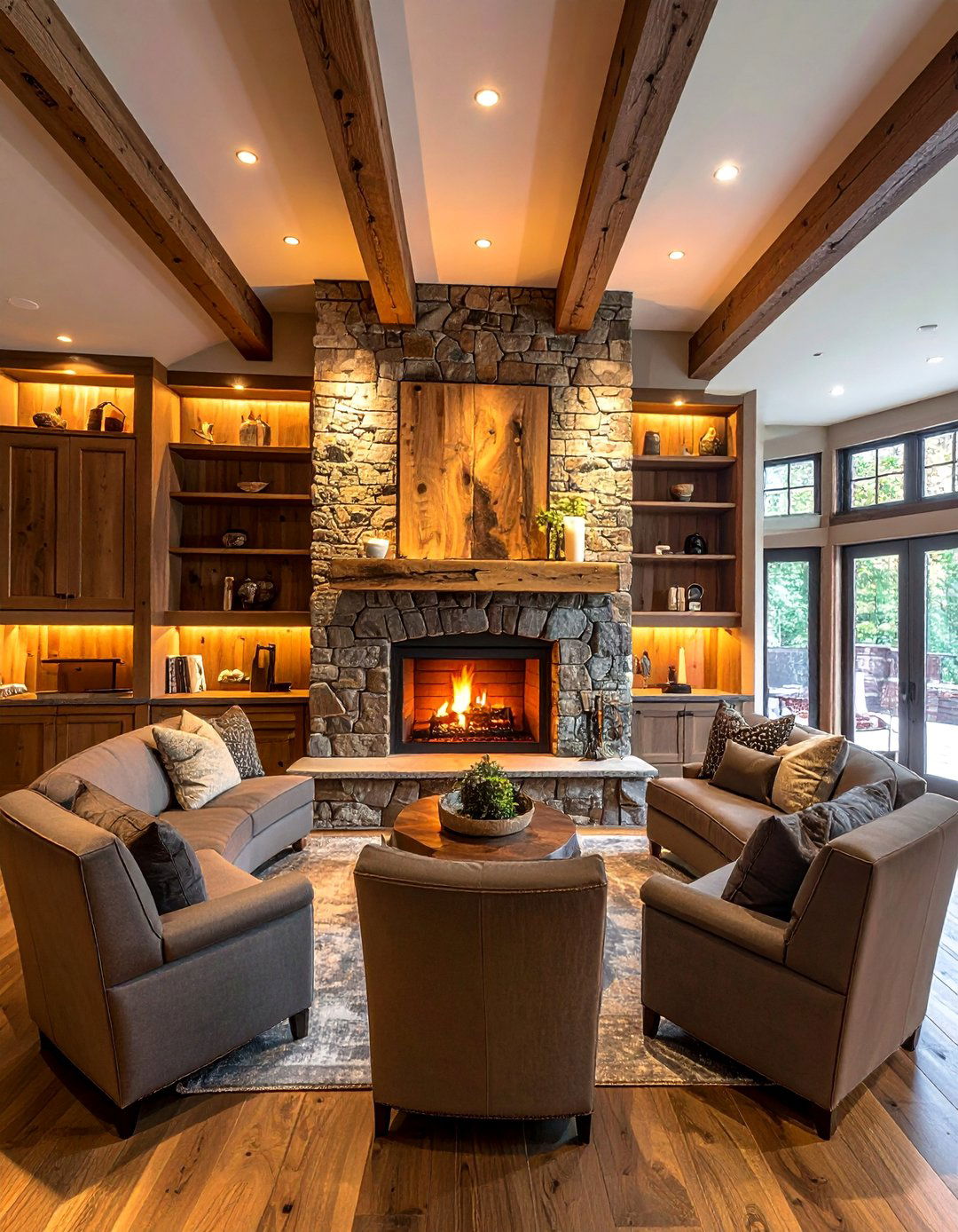 Cozy Fireplace Gathering Area - 25 Rustic Basement Ideas for a Cozy and Inviting Space