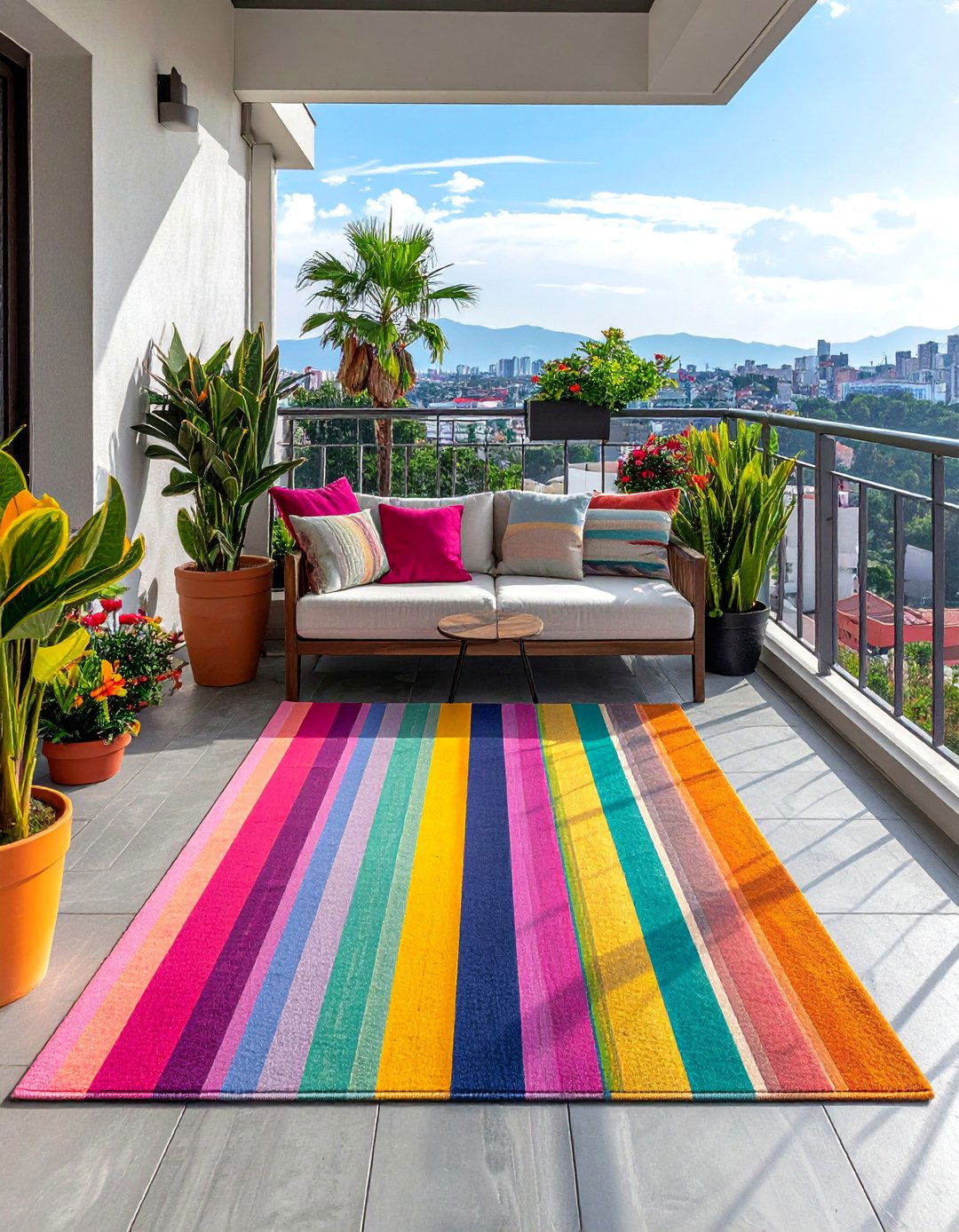 Cozy Outdoor Rugs as Balcony Flooring - 25 Balcony Flooring Ideas to Enhance Your Outdoor Space