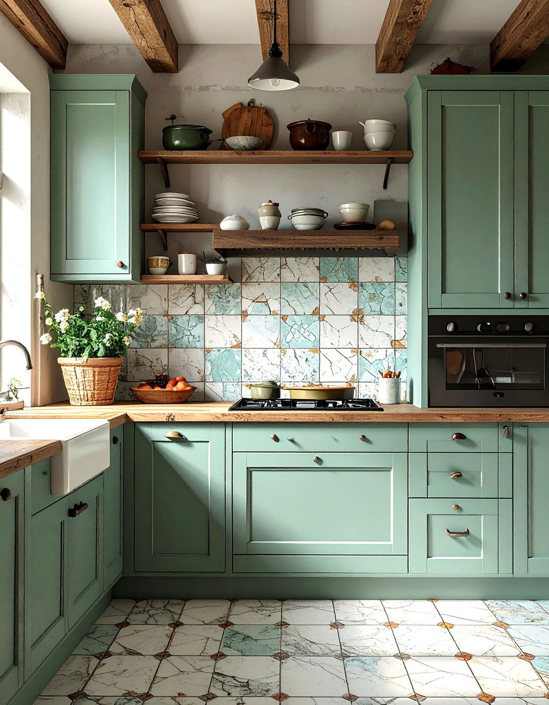 Crackle Glaze Vintage Character - 40 Kitchen Backsplash Ideas for White Cabinets