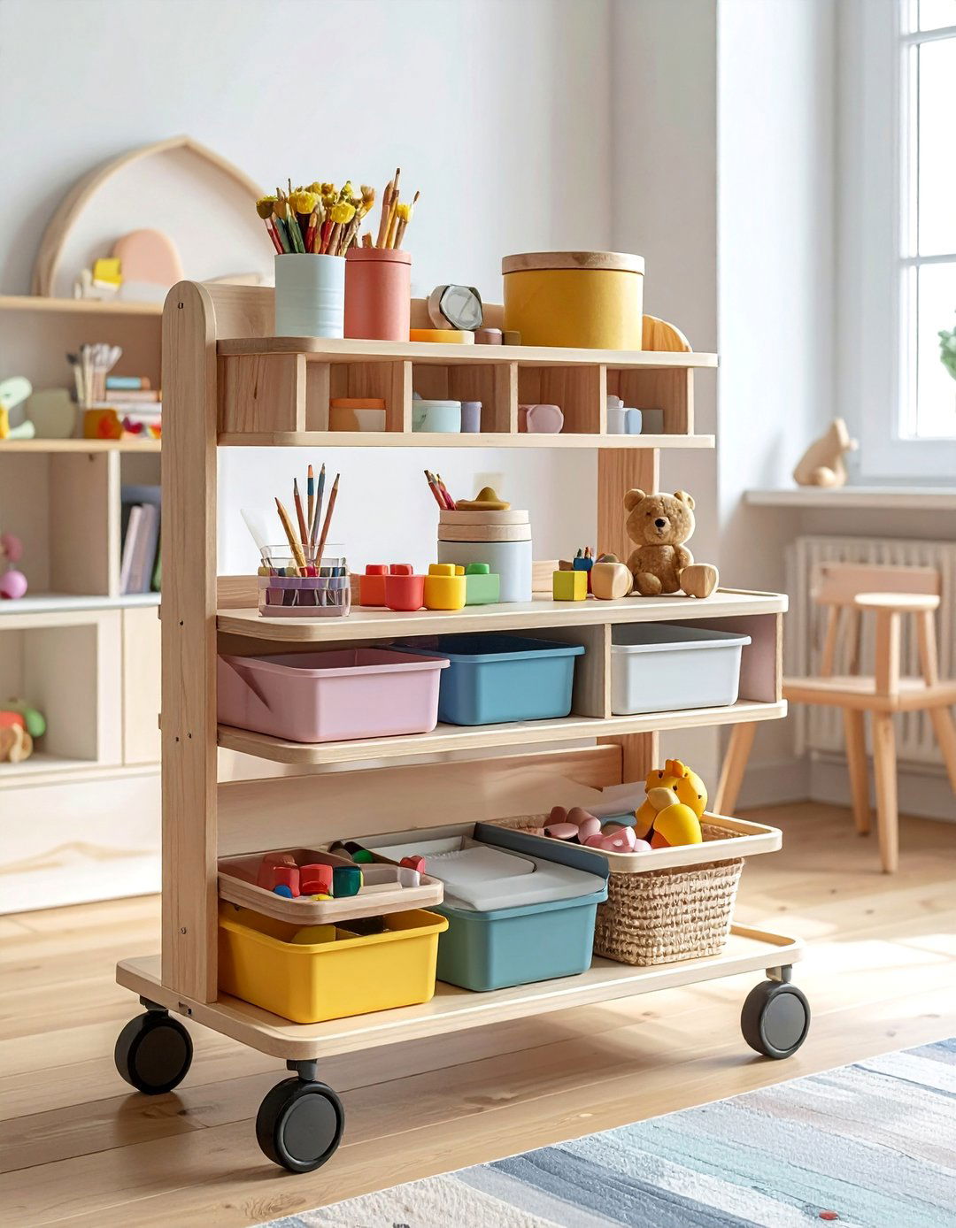 Craft Cart Mobile Solutions - 40 Toy Storage Ideas to Keep Your Home Organized