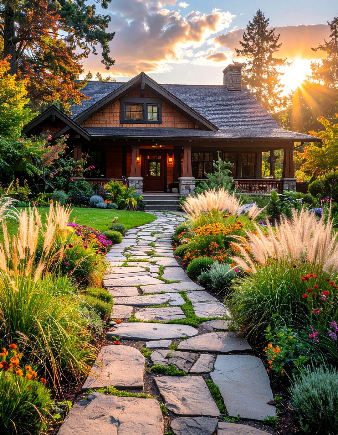 Craftsman Exterior with a Landscaped Garden Path - 40 Craftsman Style House Exterior Ideas