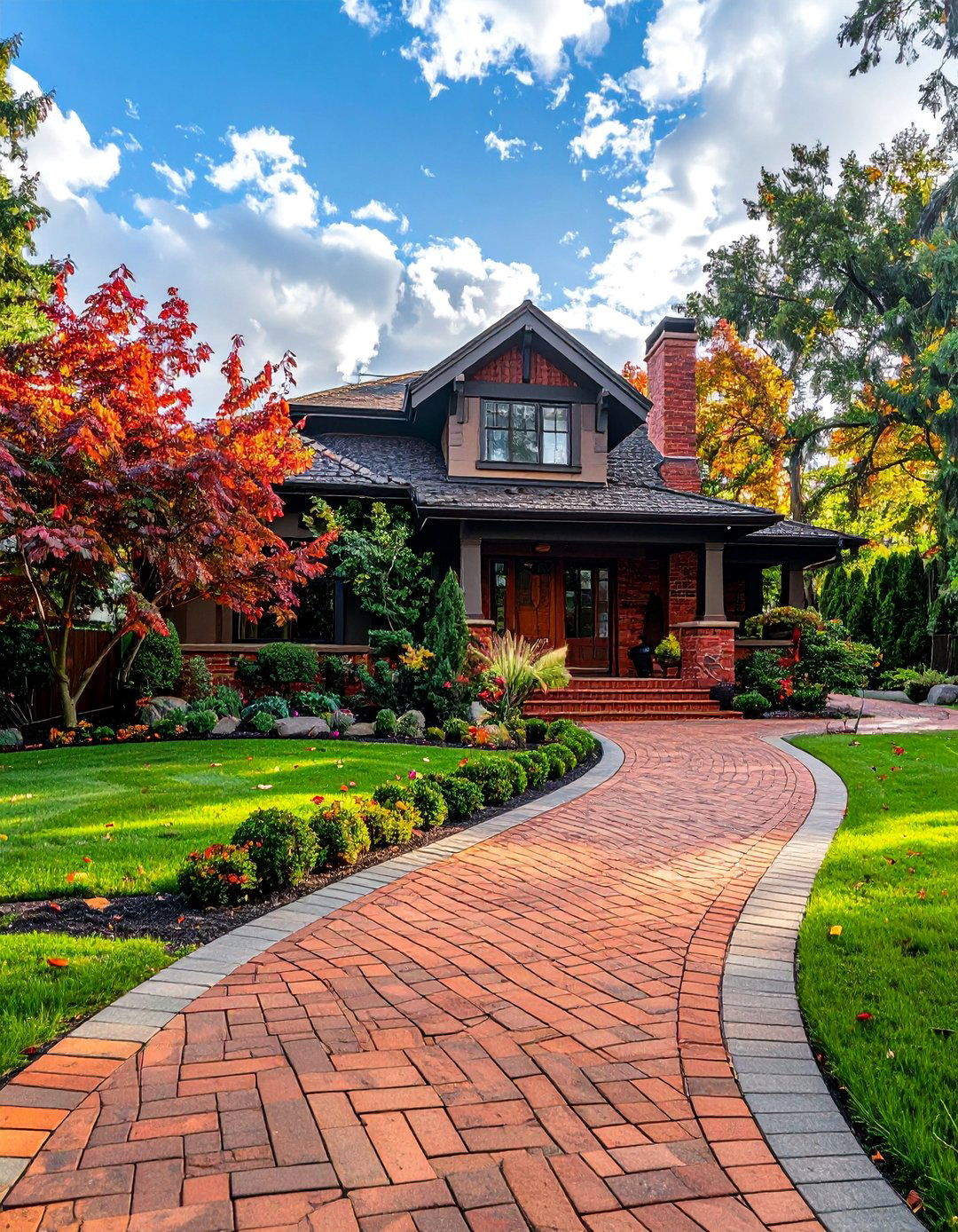 Craftsman Exterior with a Paver Walkway and Driveway - 40 Craftsman Style House Exterior Ideas