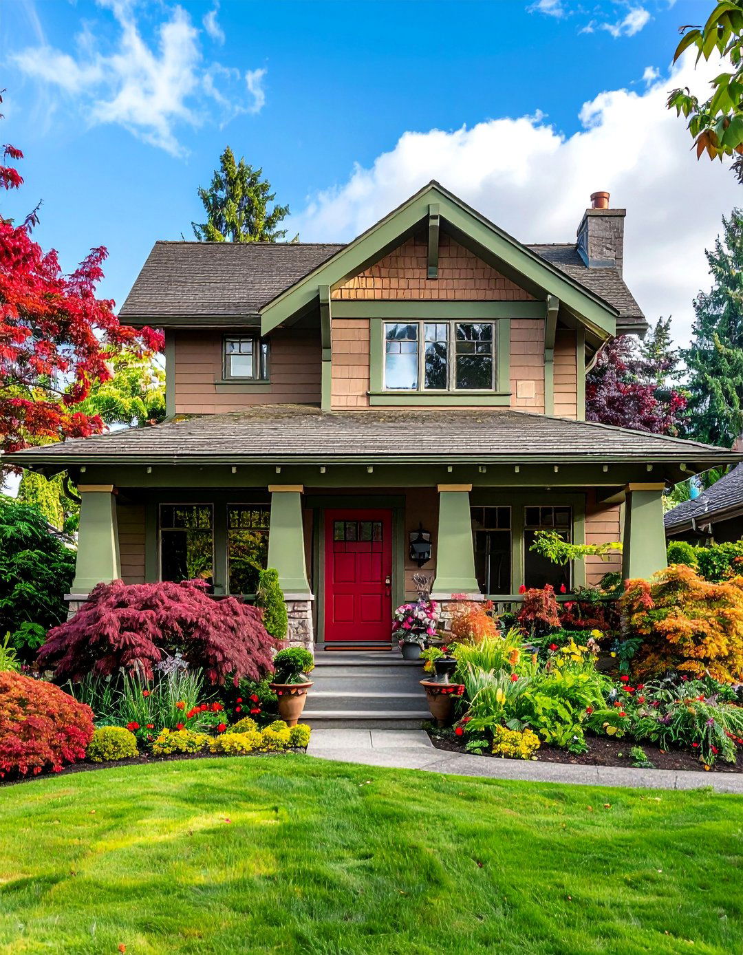 Craftsman Home Exterior with an Earthy Color Palette - 40 Craftsman Style House Exterior Ideas