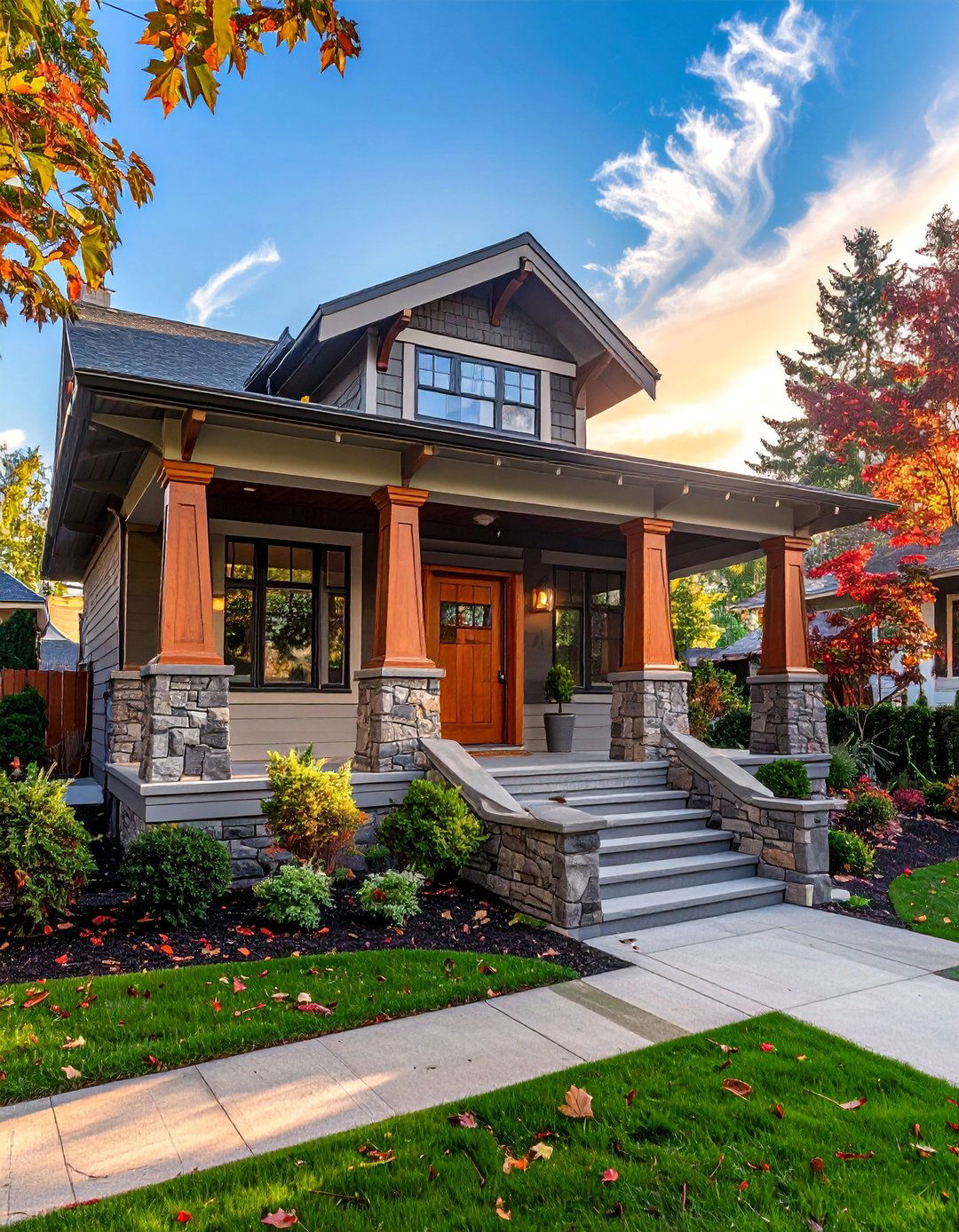 Craftsman House Exterior with Tapered Columns - 40 Craftsman Style House Exterior Ideas