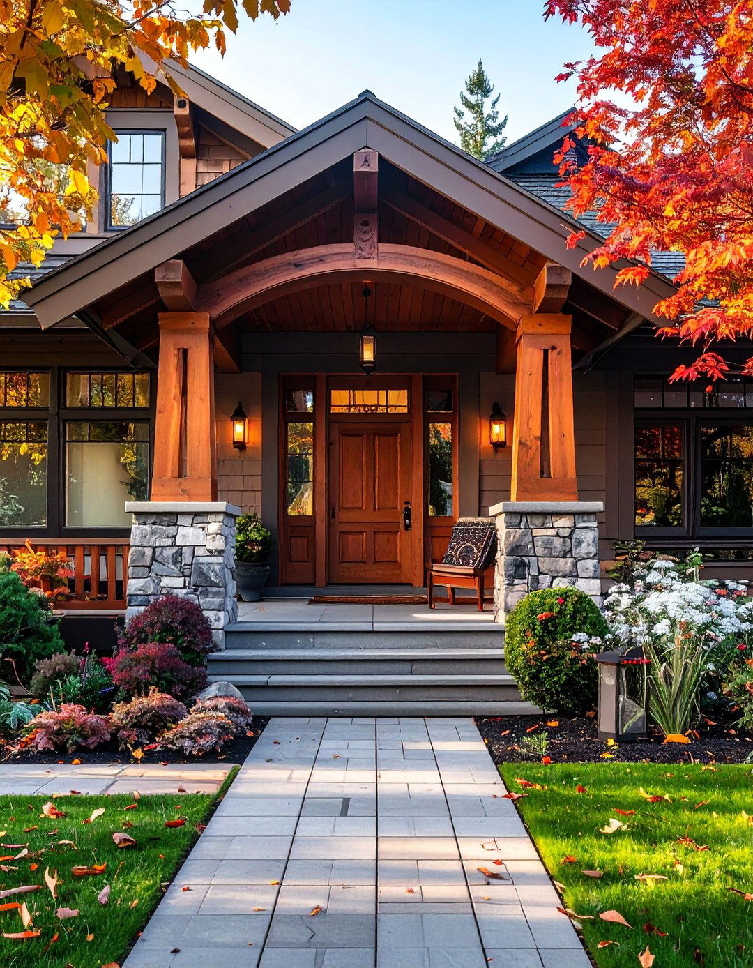 Craftsman House with an Arched Porch Entry - 40 Craftsman Style House Exterior Ideas