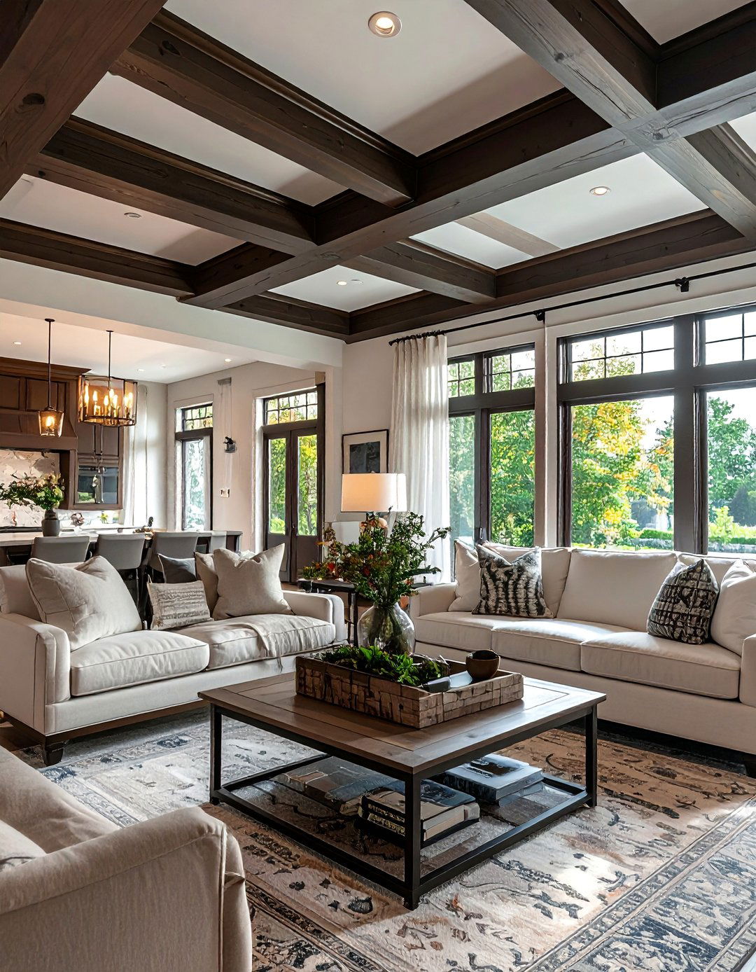 Craftsman Living Room with a Coffered Ceiling - 30 Craftsman Living Room Ideas for a Timeless Look
