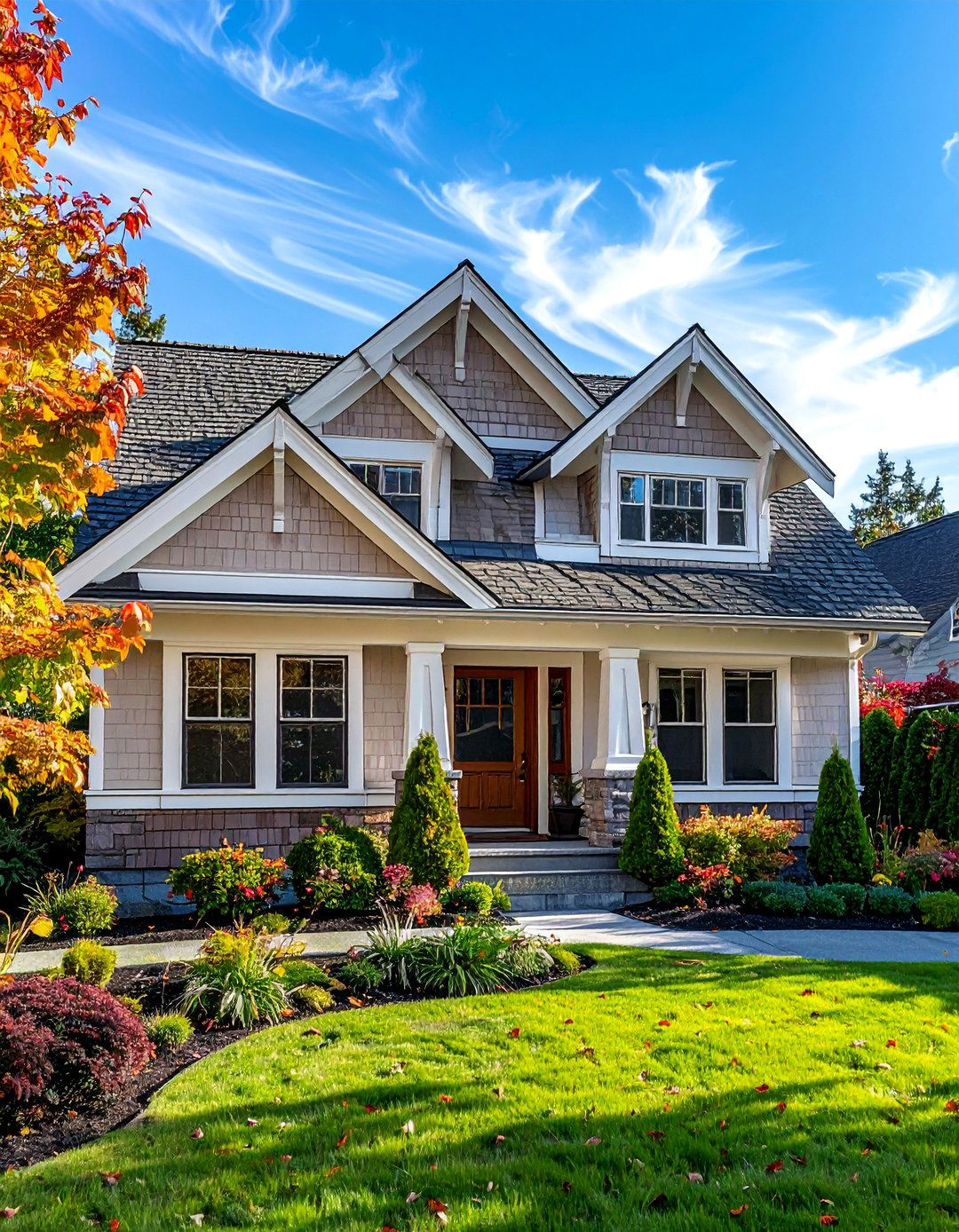 Craftsman Style Exterior with Gabled Dormers - 40 Craftsman Style House Exterior Ideas