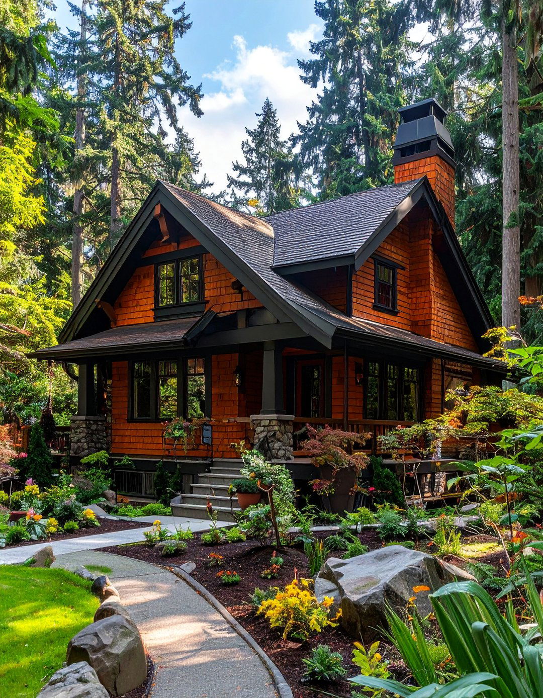 Craftsman Style Exterior with Natural Wood Siding - 40 Craftsman Style House Exterior Ideas
