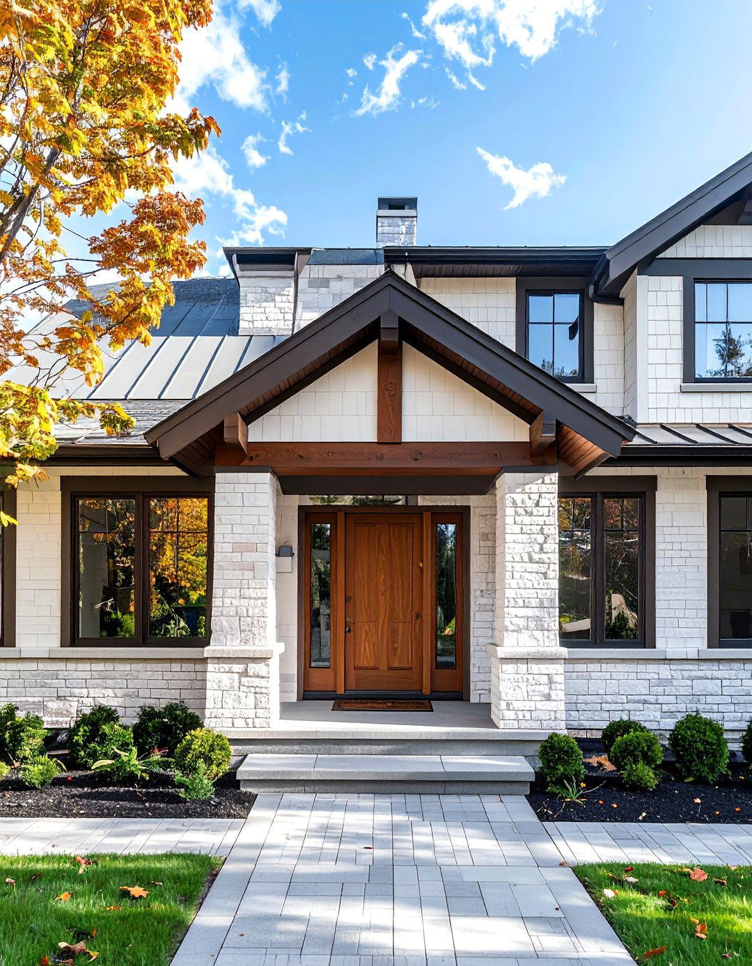 Craftsman Style Exterior with Painted Brick - 40 Craftsman Style House Exterior Ideas