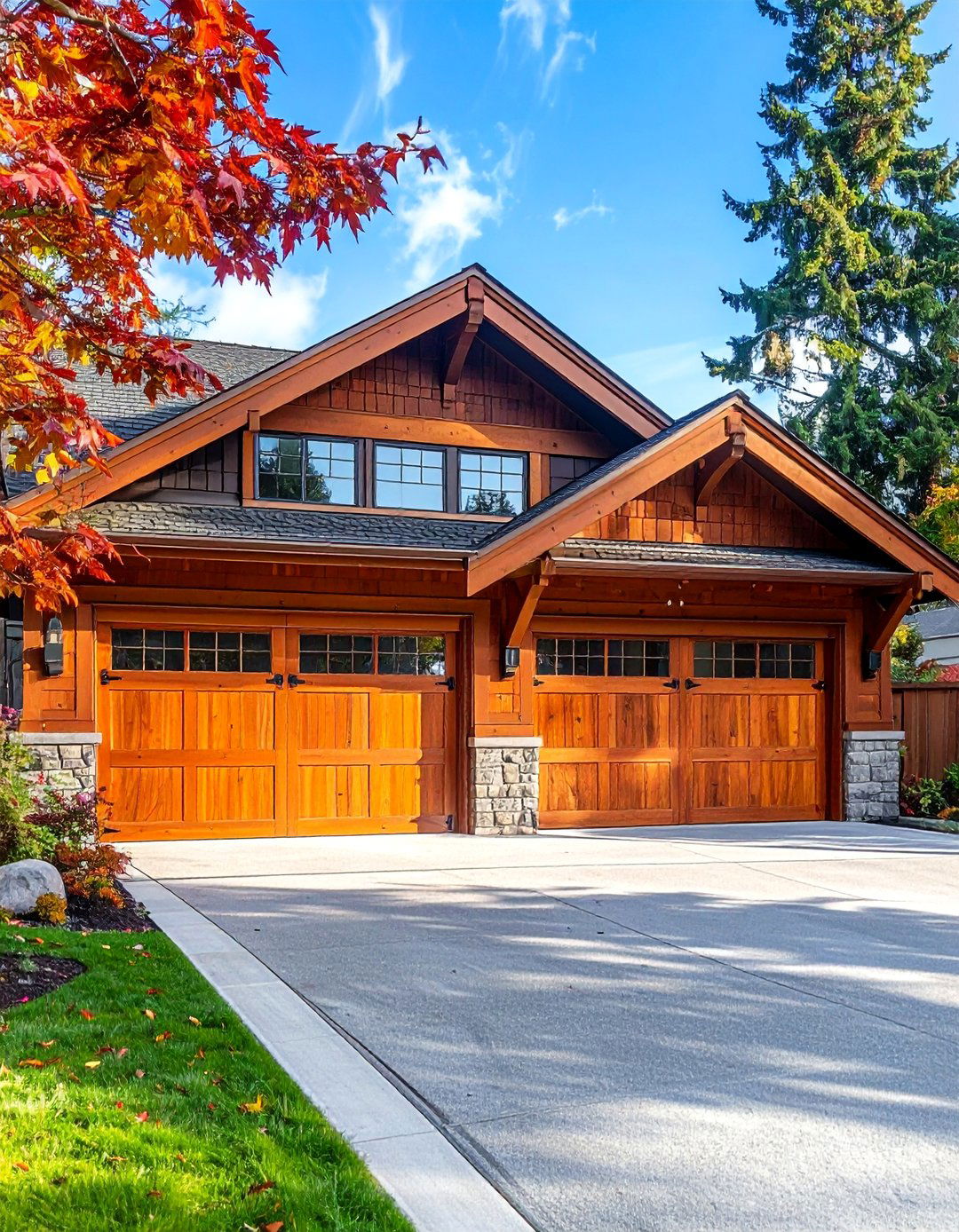 Craftsman Style Exterior with Unique Garage Doors - 40 Craftsman Style House Exterior Ideas
