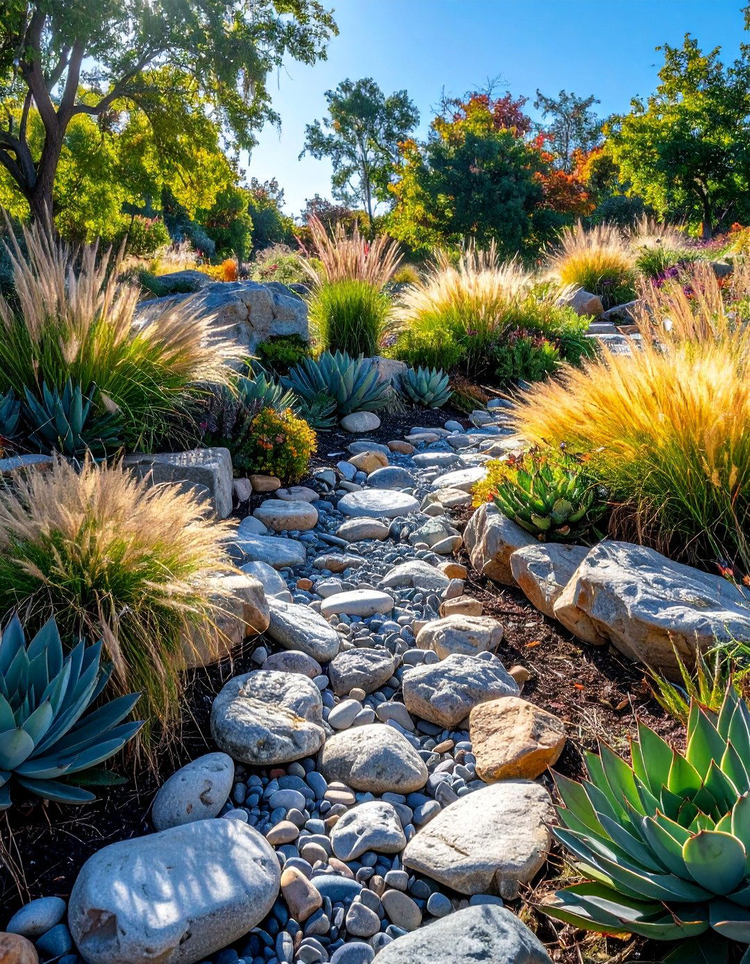 Creating a Dry Creek Bed Corner Landscaping Design - 30 Corner Landscaping Ideas for a Beautiful Yard