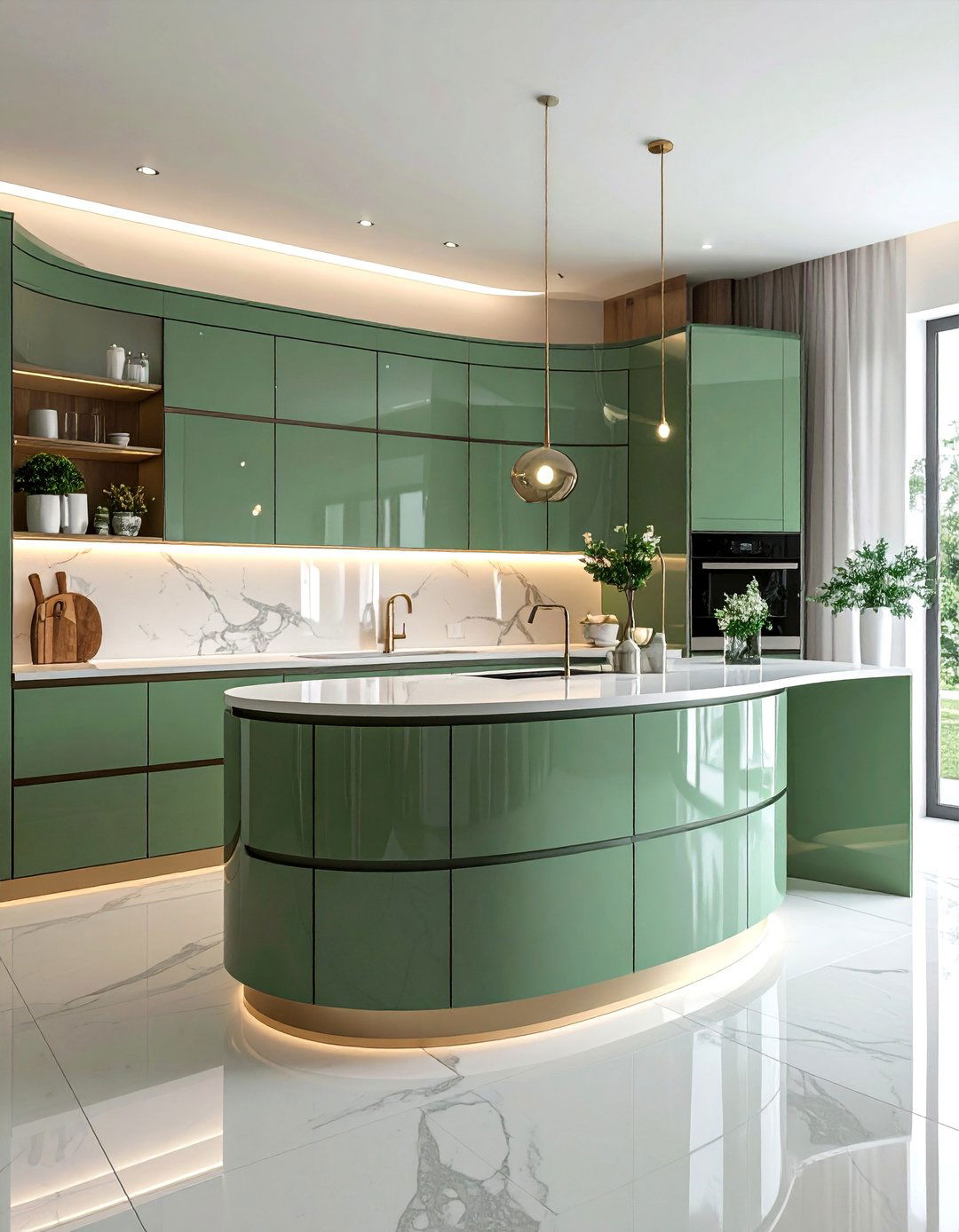 Curved Cabinet Elements - 40 Small Kitchen Ideas for Efficient and Stylish Spaces