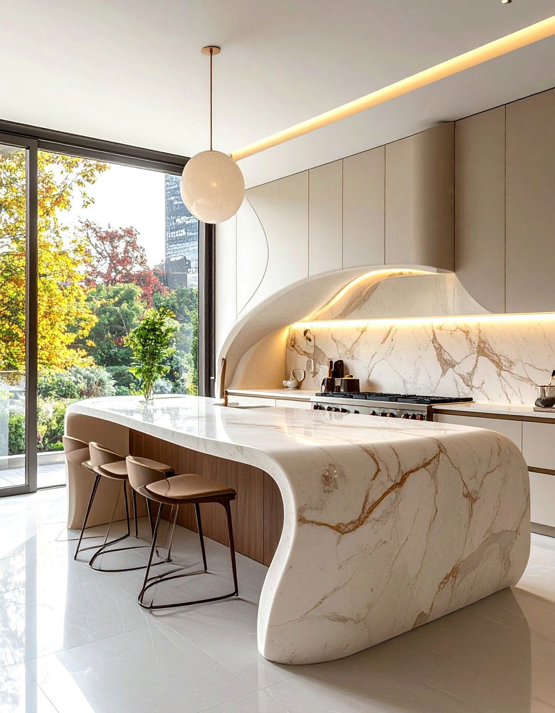 Curved Counter Edges - 40 Modern Kitchen Ideas for a Sleek and Functional Space