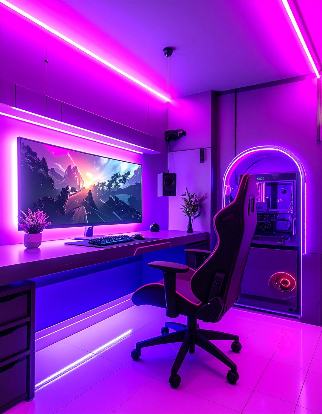 Cyberpunk Neon Purple and Pink Game Room Paint - 20 Game Room Paint Ideas for a Fun and Vibrant Space