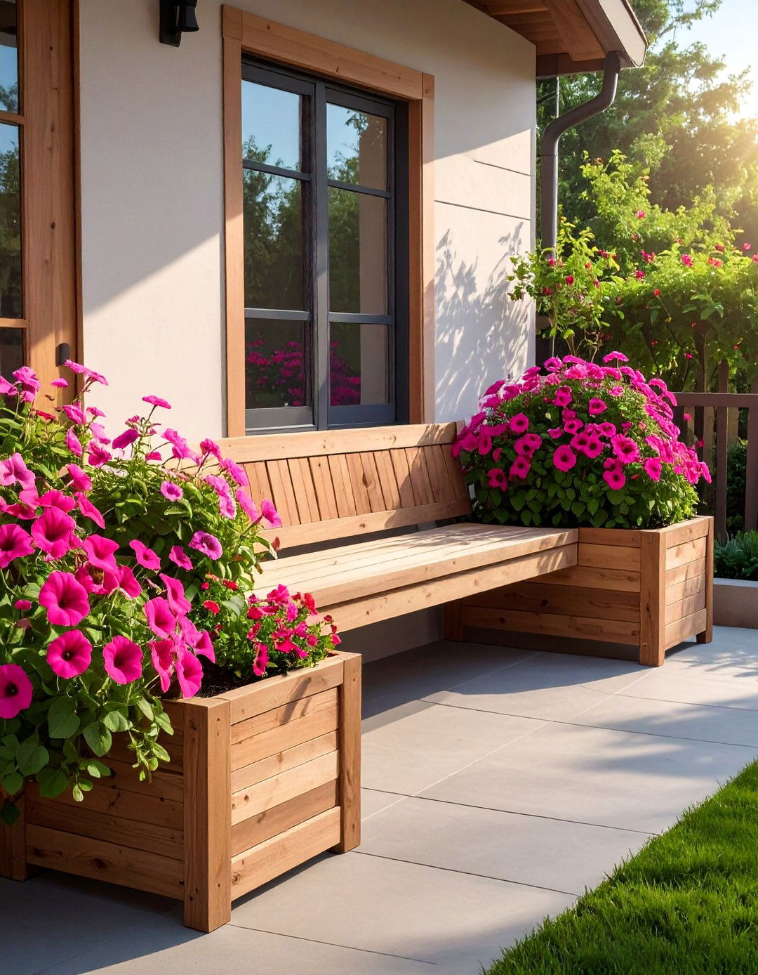 DIY Bench with Built In Planters - 40 Small Patio Ideas on a Budget for Cozy Outdoor Living