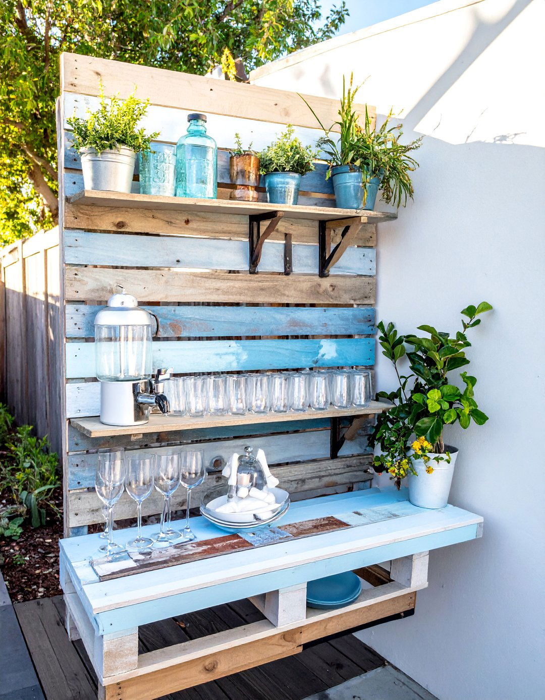 DIY Beverage Station from a Pallet - 40 Small Patio Ideas on a Budget for Cozy Outdoor Living