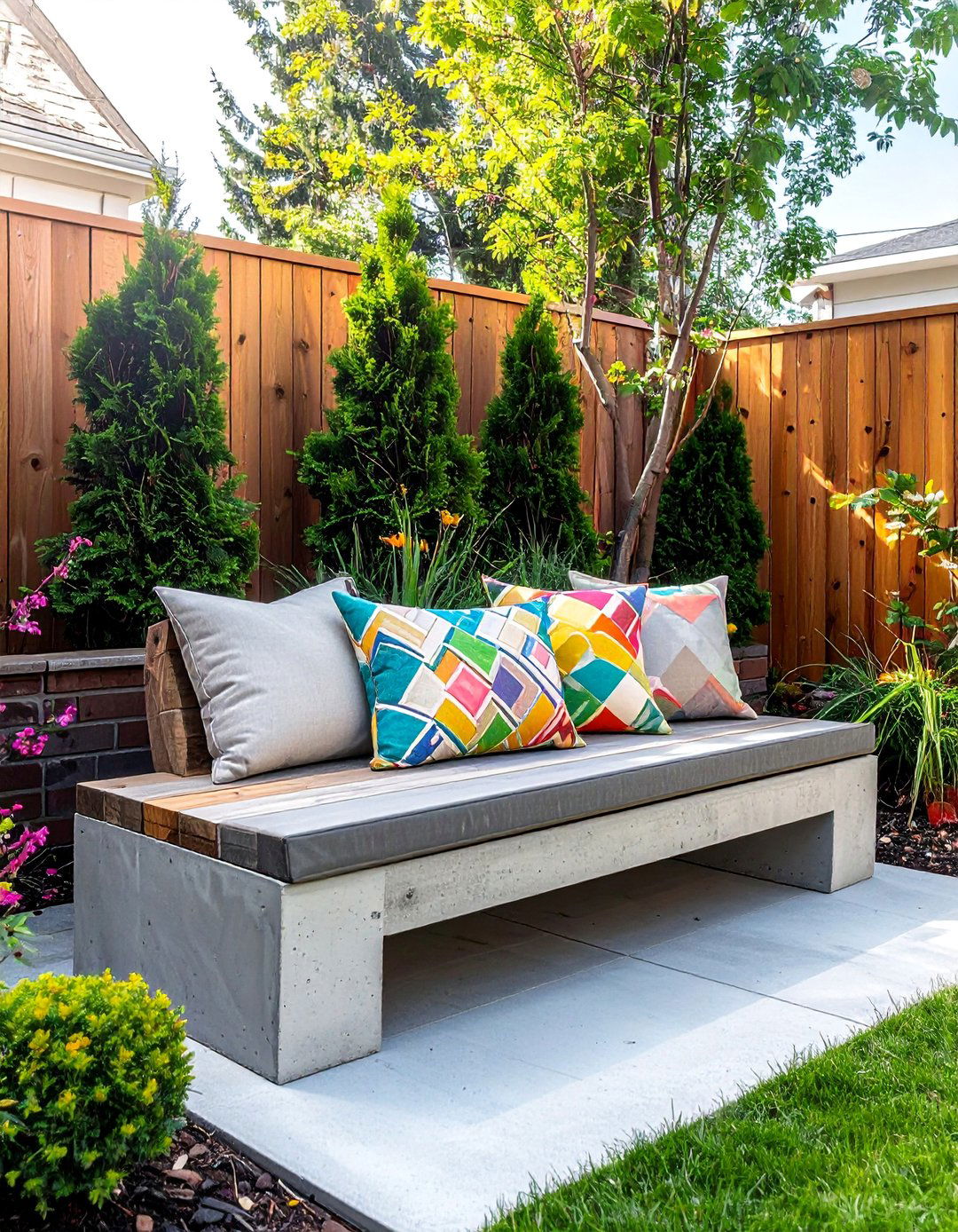 DIY Cinder Block Bench for Patios - 40 Small Patio Ideas on a Budget for Cozy Outdoor Living