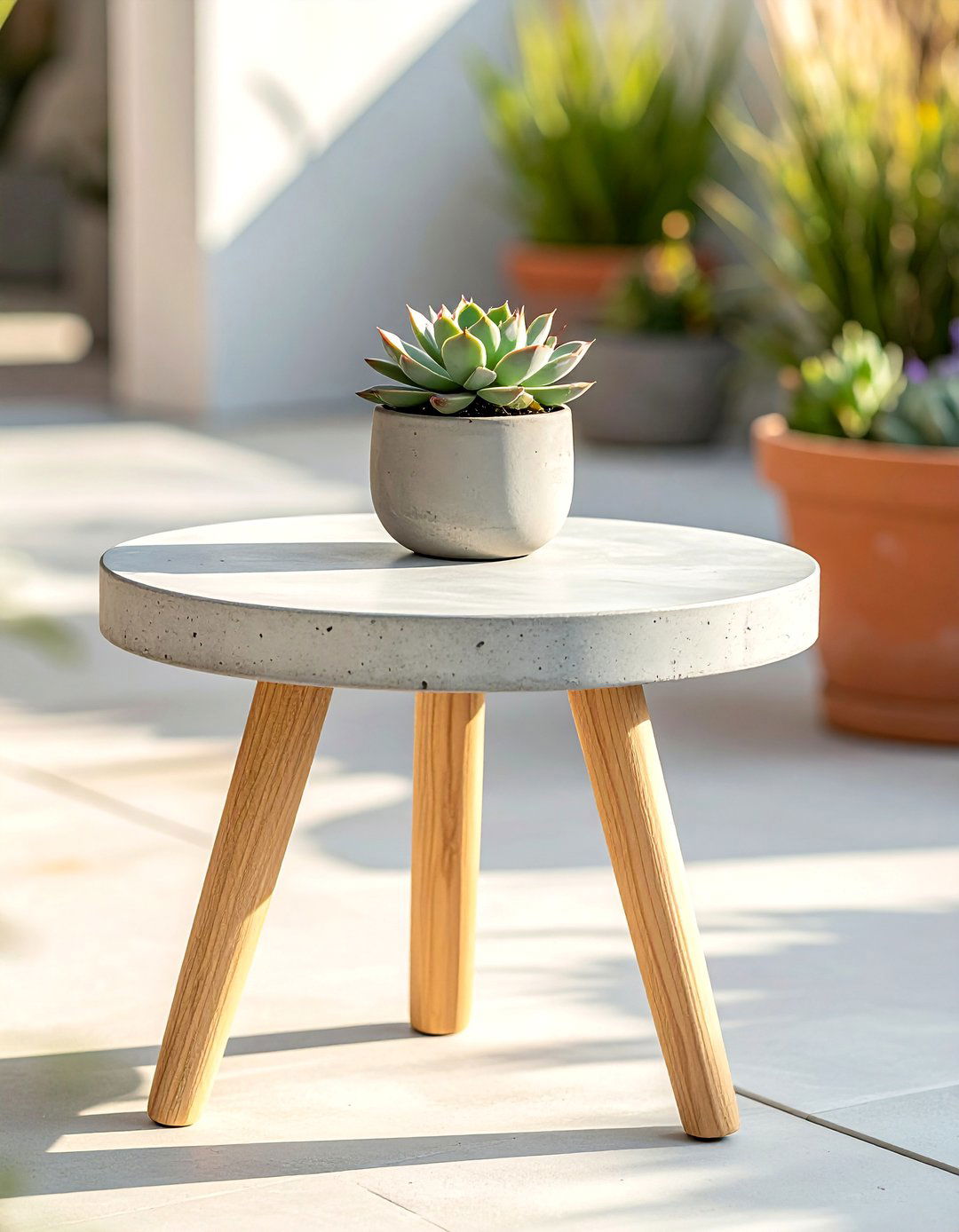 DIY Concrete Side Table - 40 Small Patio Ideas on a Budget for Cozy Outdoor Living